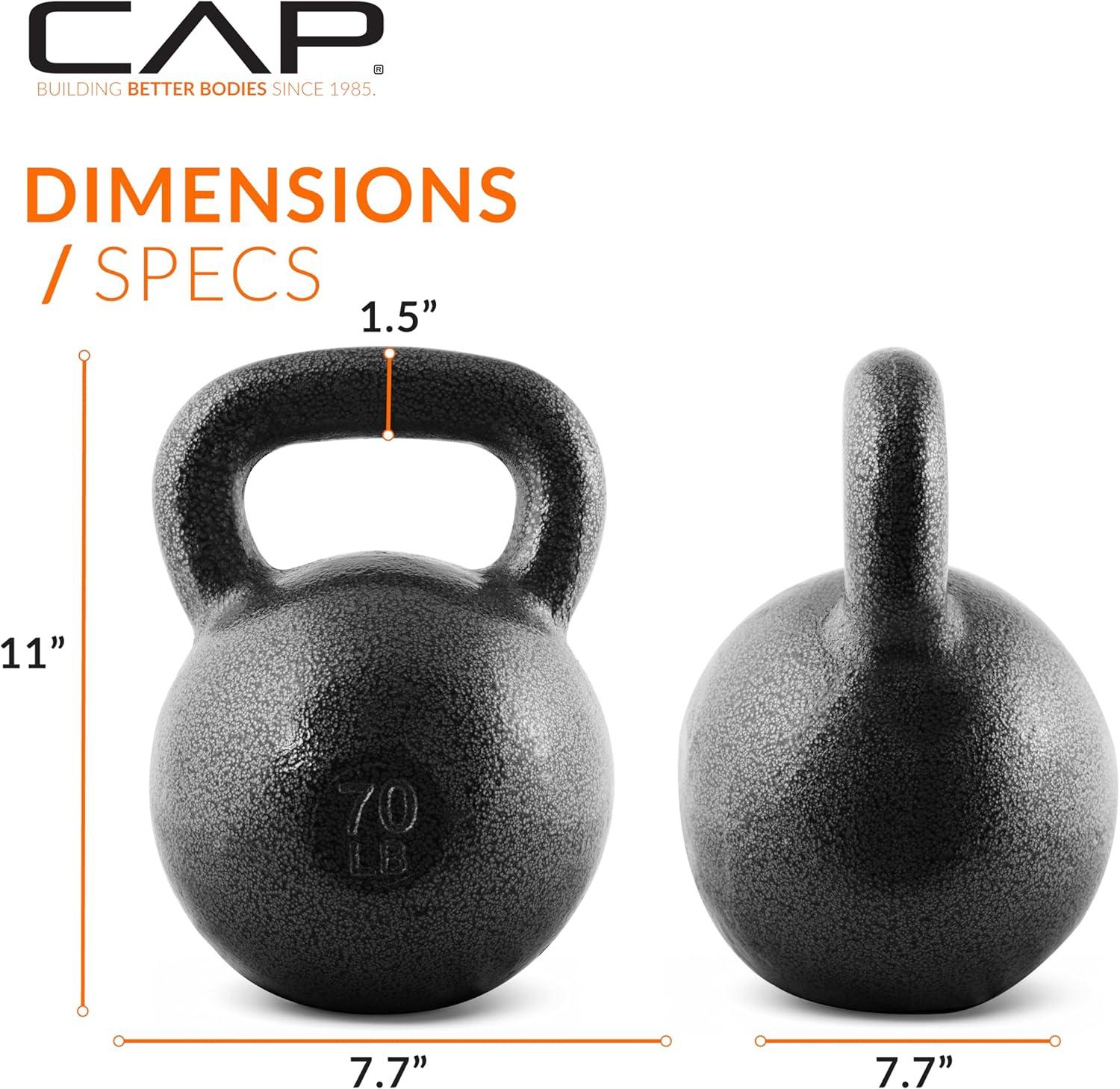 imageCAP Barbell Cast Iron Kettlebell  Coated Options Singles and Sets Multiple Weight Choices70 lb