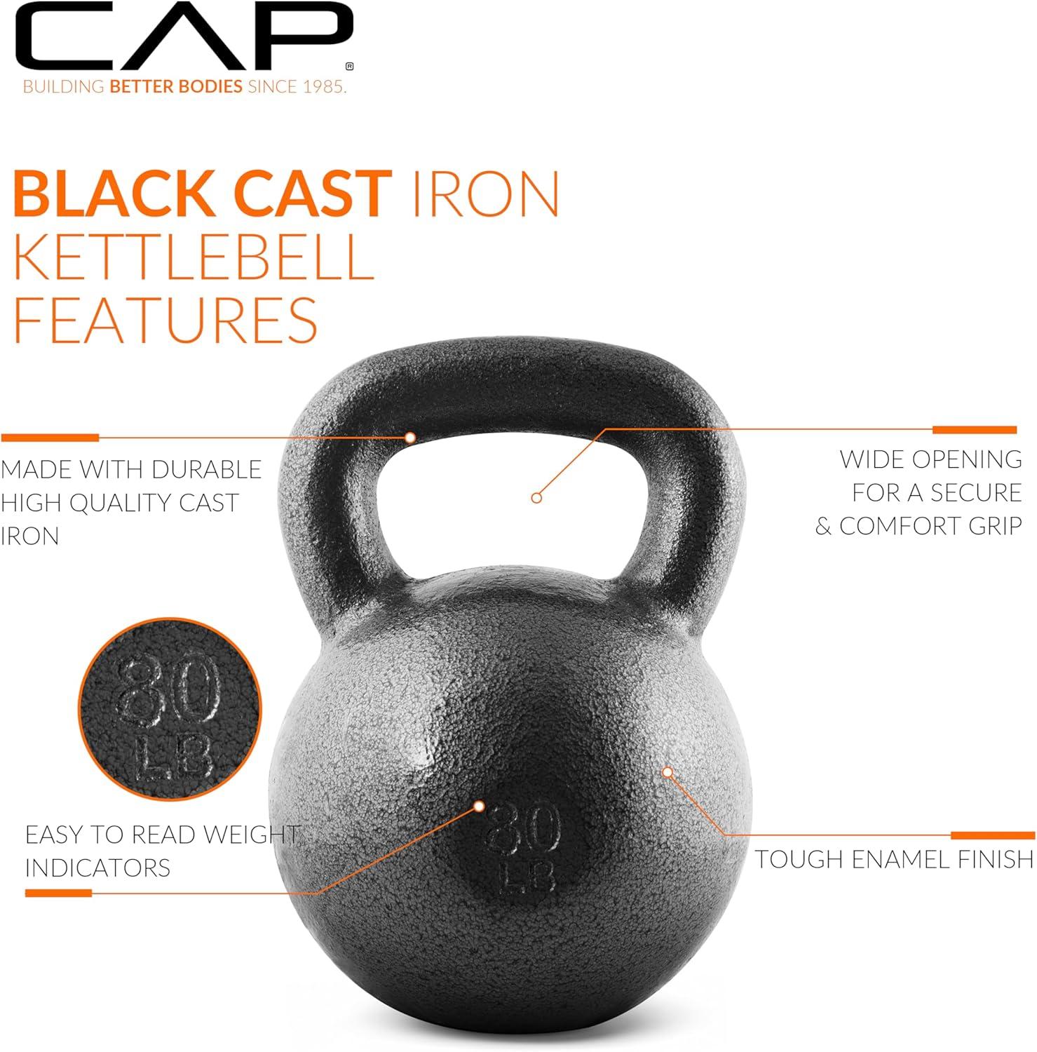 imageCAP Barbell Cast Iron Kettlebell  Coated Options Singles and Sets Multiple Weight Choices80 lb