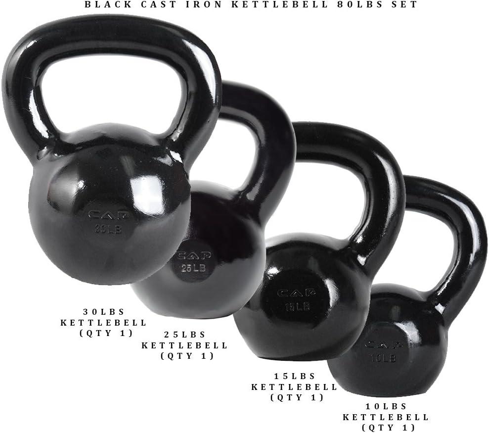 imageCAP Barbell Cast Iron Kettlebell  Coated Options Singles and Sets Multiple Weight Choices80 lb Set