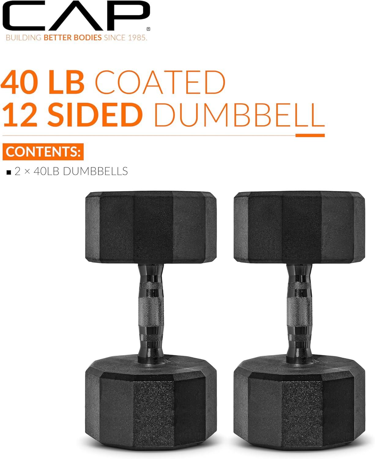 imageCAP Barbell Coated Dumbbell Weight  Multiple Options Pairs ampamp Sets12Sided  Black Handle