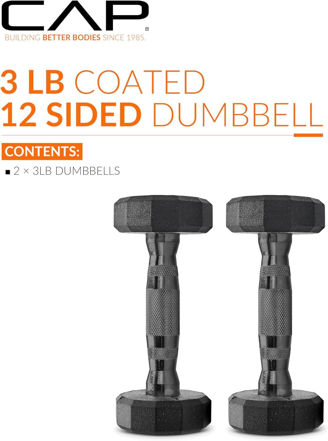 imageCAP Barbell Coated Dumbbell Weight  Multiple Options Pairs ampamp Sets12Sided  Black Handle