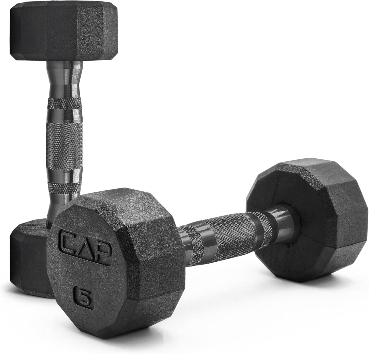 imageCAP Barbell Coated Dumbbell Weight  Multiple Options Pairs ampamp Sets12Sided  Black Handle