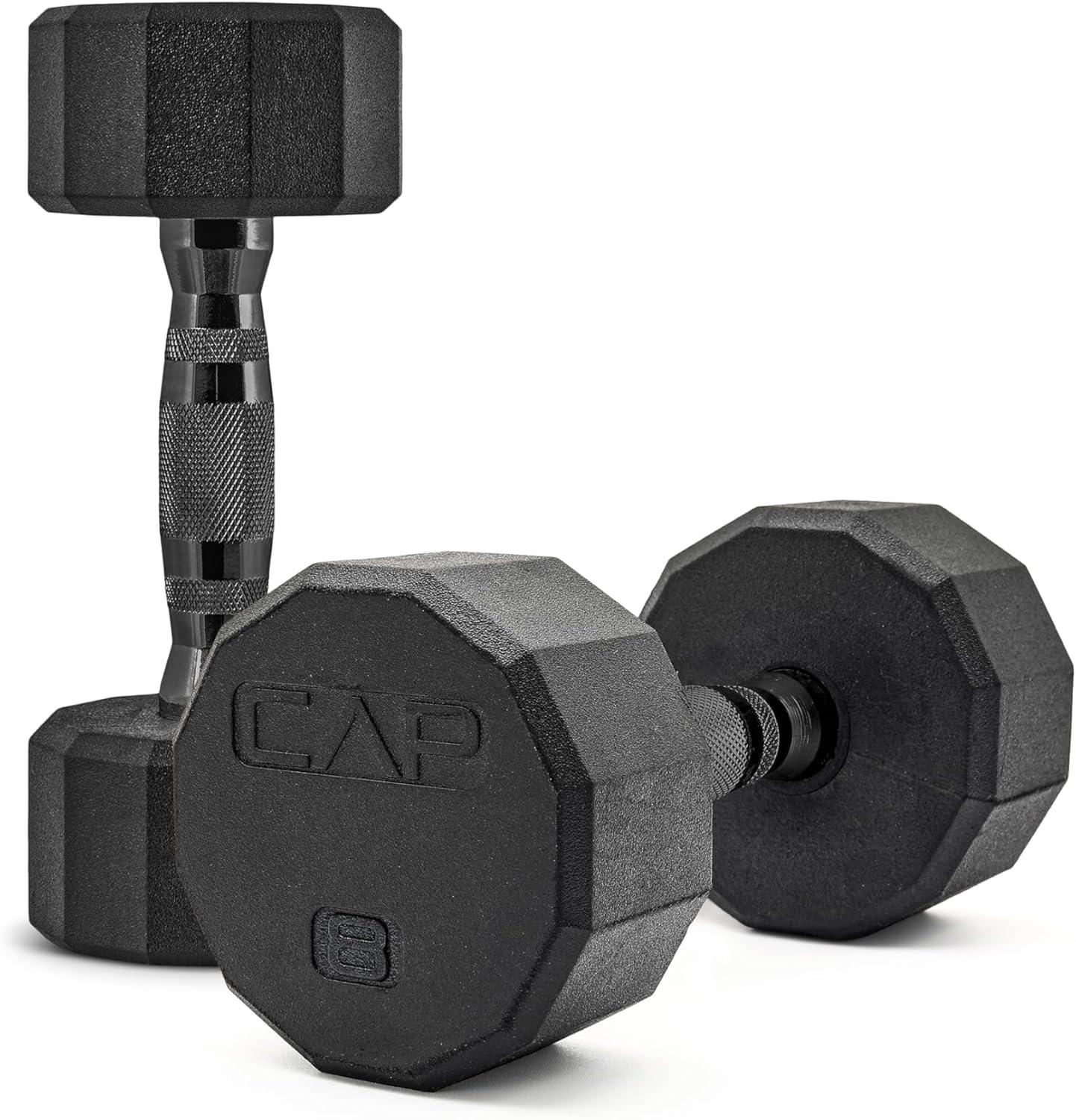 imageCAP Barbell Coated Dumbbell Weight  Multiple Options Pairs ampamp Sets12Sided  Black Handle