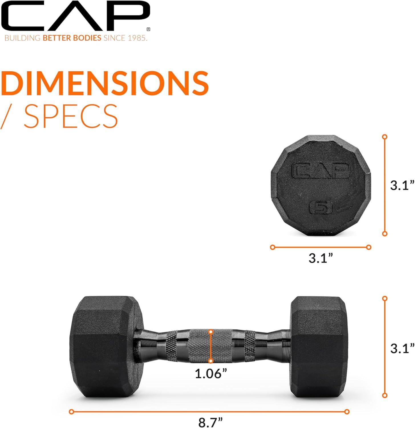 imageCAP Barbell Coated Dumbbell Weight  Multiple Options Pairs ampamp Sets12Sided  Black Handle