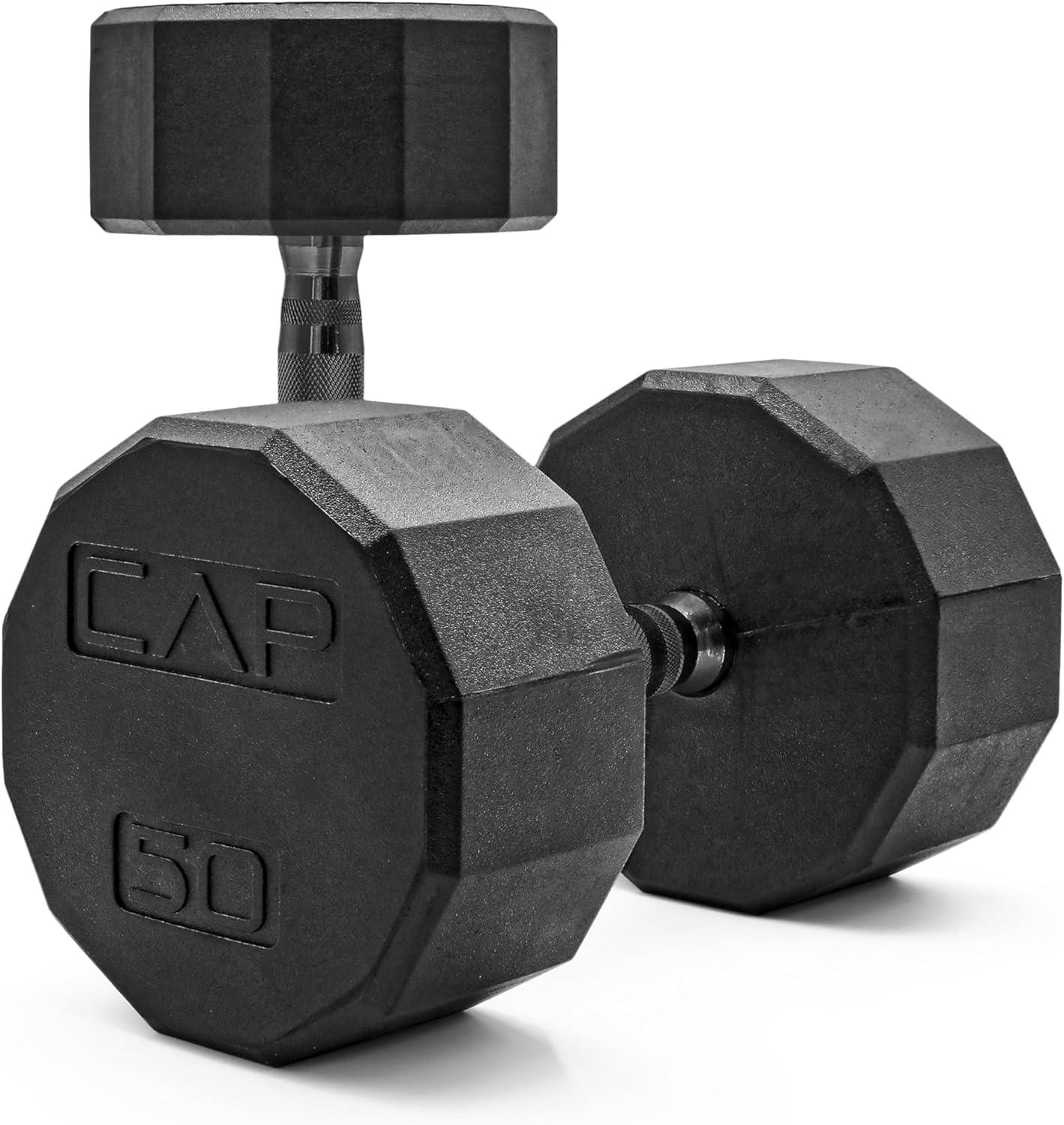 imageCAP Barbell Coated Dumbbell Weight  Multiple Options Pairs ampamp Sets12Sided  Black Handle