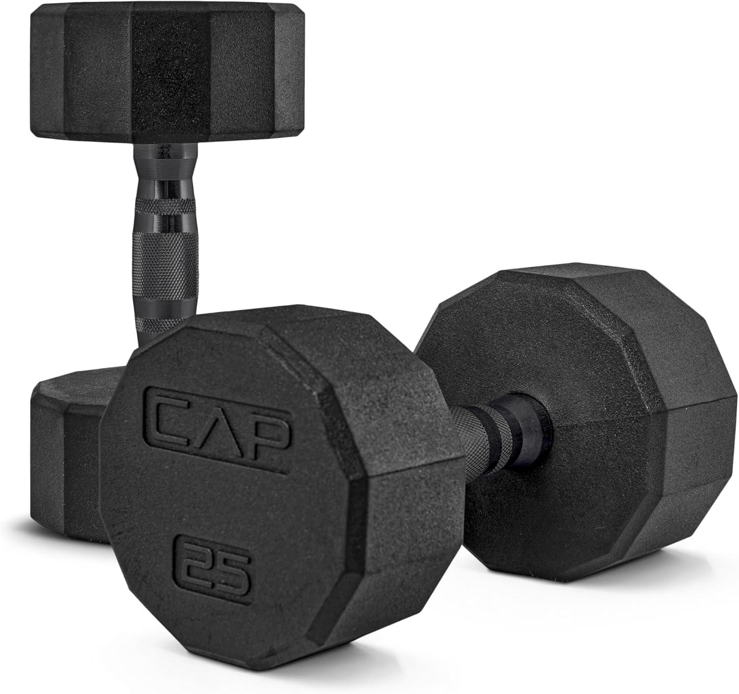 imageCAP Barbell Coated Dumbbell Weight  Multiple Options Pairs ampamp Sets12Sided  Black Handle
