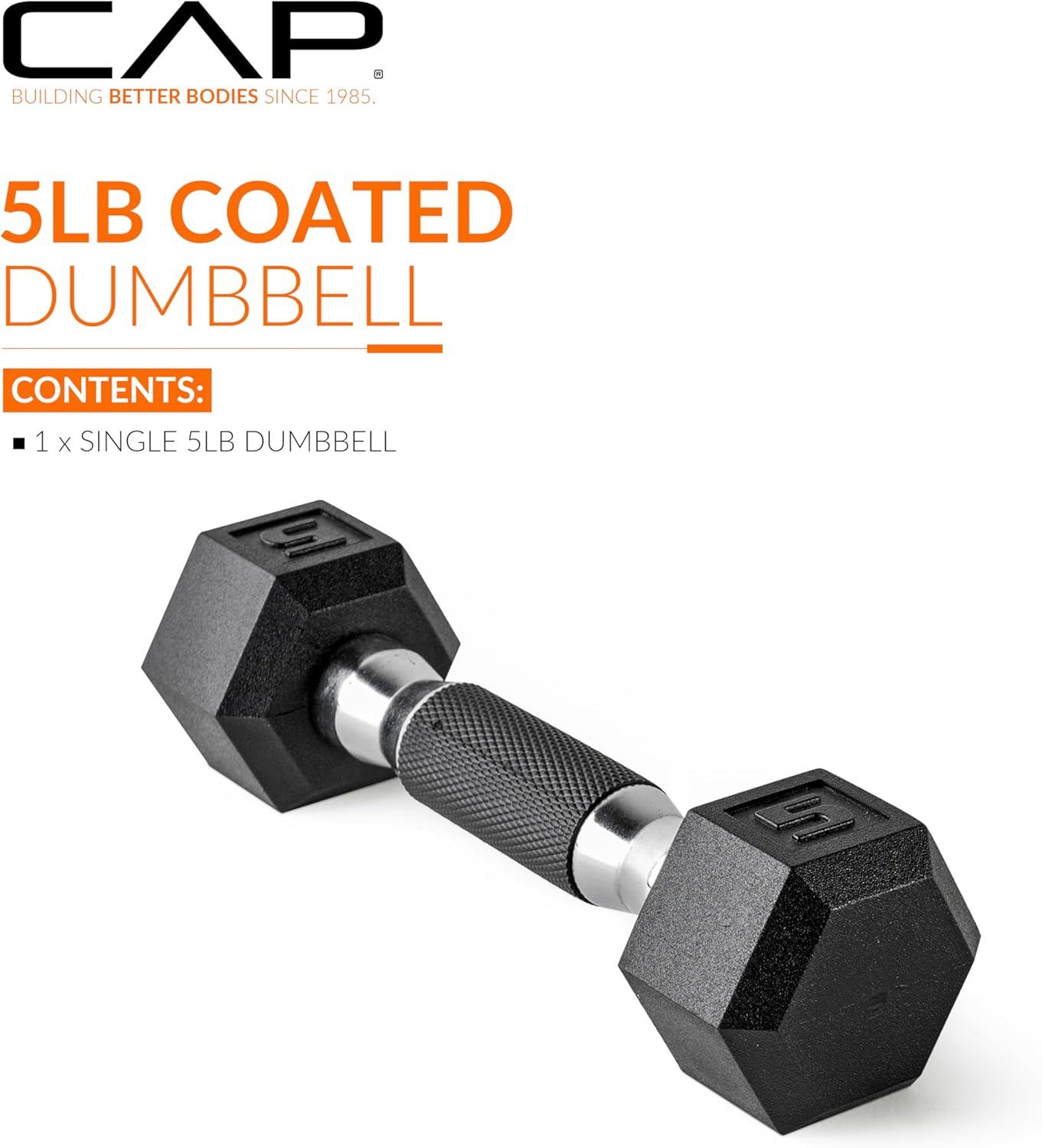 imageCAP Barbell Coated Dumbbell Weight  Multiple Options Pairs ampamp Sets12Sided  Black Handle