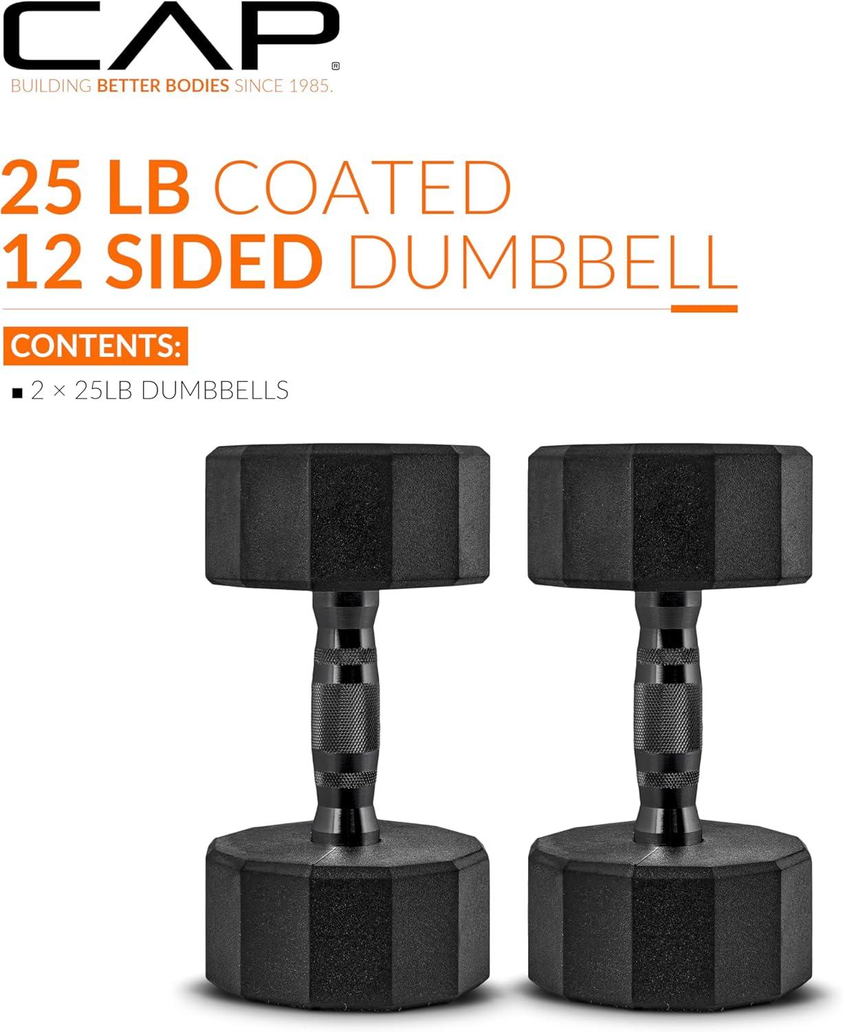 imageCAP Barbell Coated Dumbbell Weight  Multiple Options Pairs ampamp Sets12Sided  Black Handle