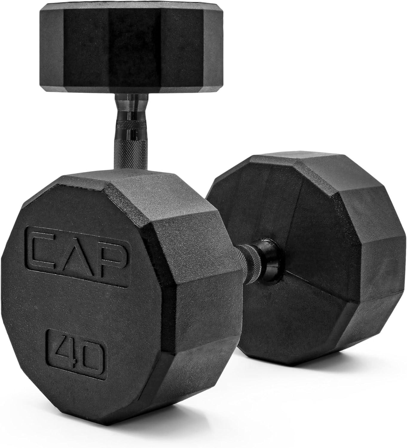 imageCAP Barbell Coated Dumbbell Weight  Multiple Options Pairs ampamp Sets12Sided  Black Handle