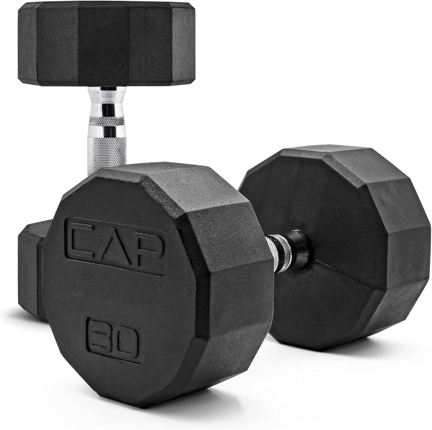 imageCAP Barbell Coated Dumbbell Weight  Multiple Options Pairs ampamp Sets12Sided  Chrome Handle