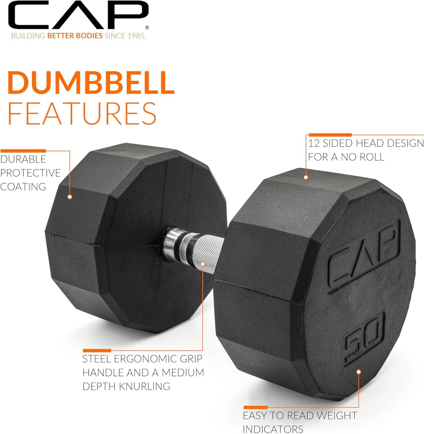 imageCAP Barbell Coated Dumbbell Weight  Multiple Options Pairs ampamp Sets12Sided  Chrome Handle