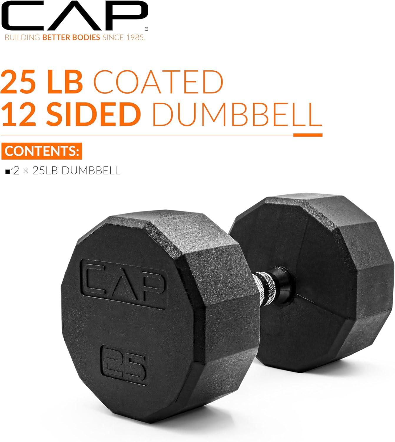 imageCAP Barbell Coated Dumbbell Weight  Multiple Options Pairs ampamp Sets12Sided  Chrome Handle
