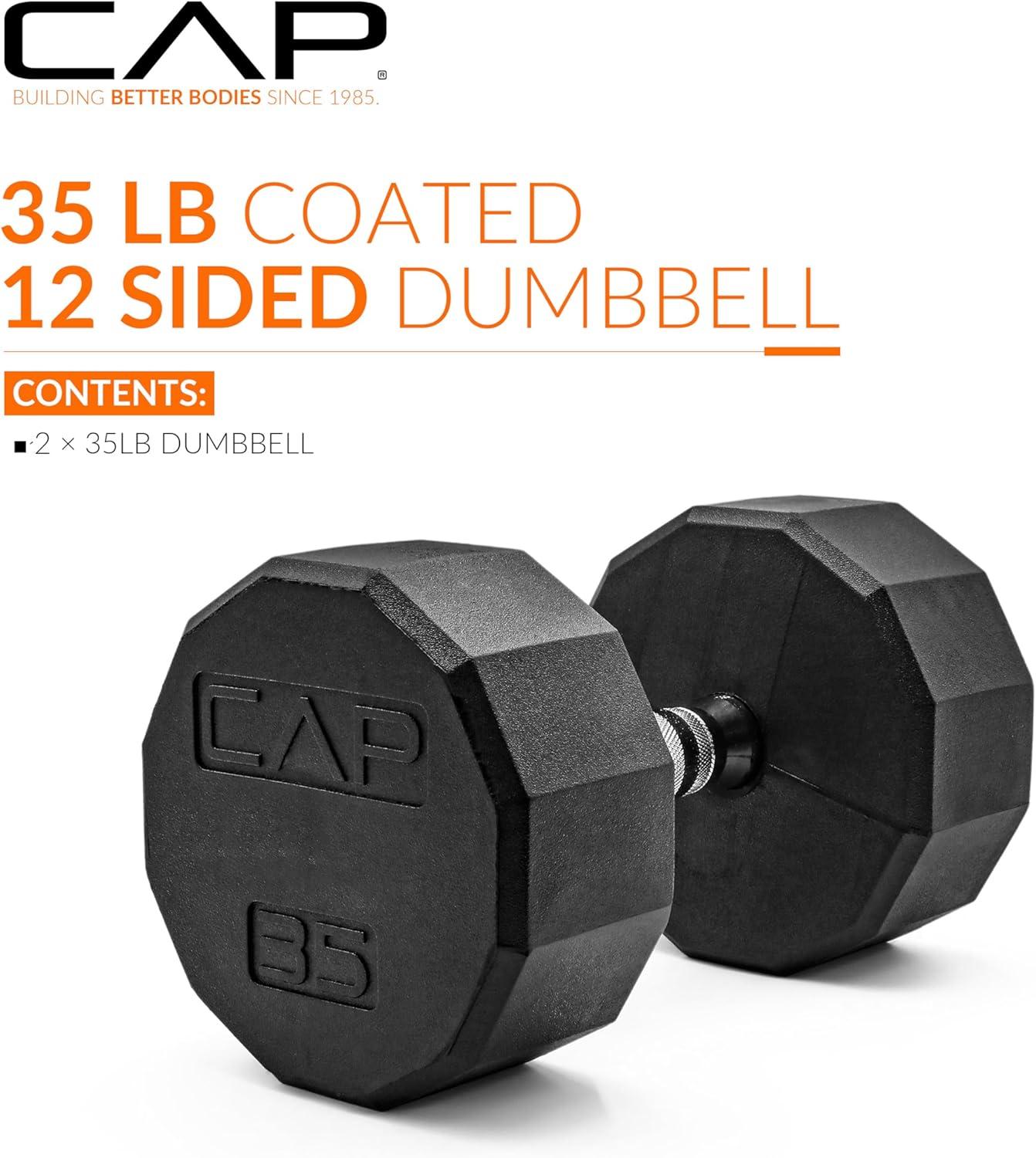imageCAP Barbell Coated Dumbbell Weight  Multiple Options Pairs ampamp Sets12Sided  Chrome Handle