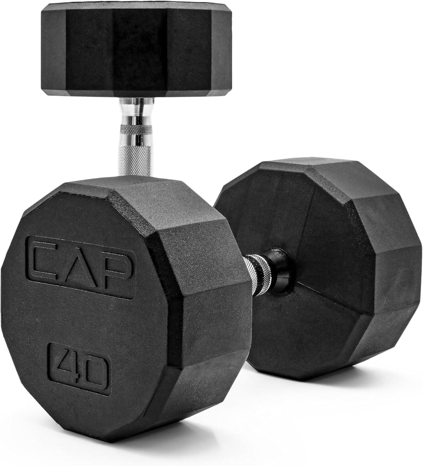 imageCAP Barbell Coated Dumbbell Weight  Multiple Options Pairs ampamp Sets12Sided  Chrome Handle