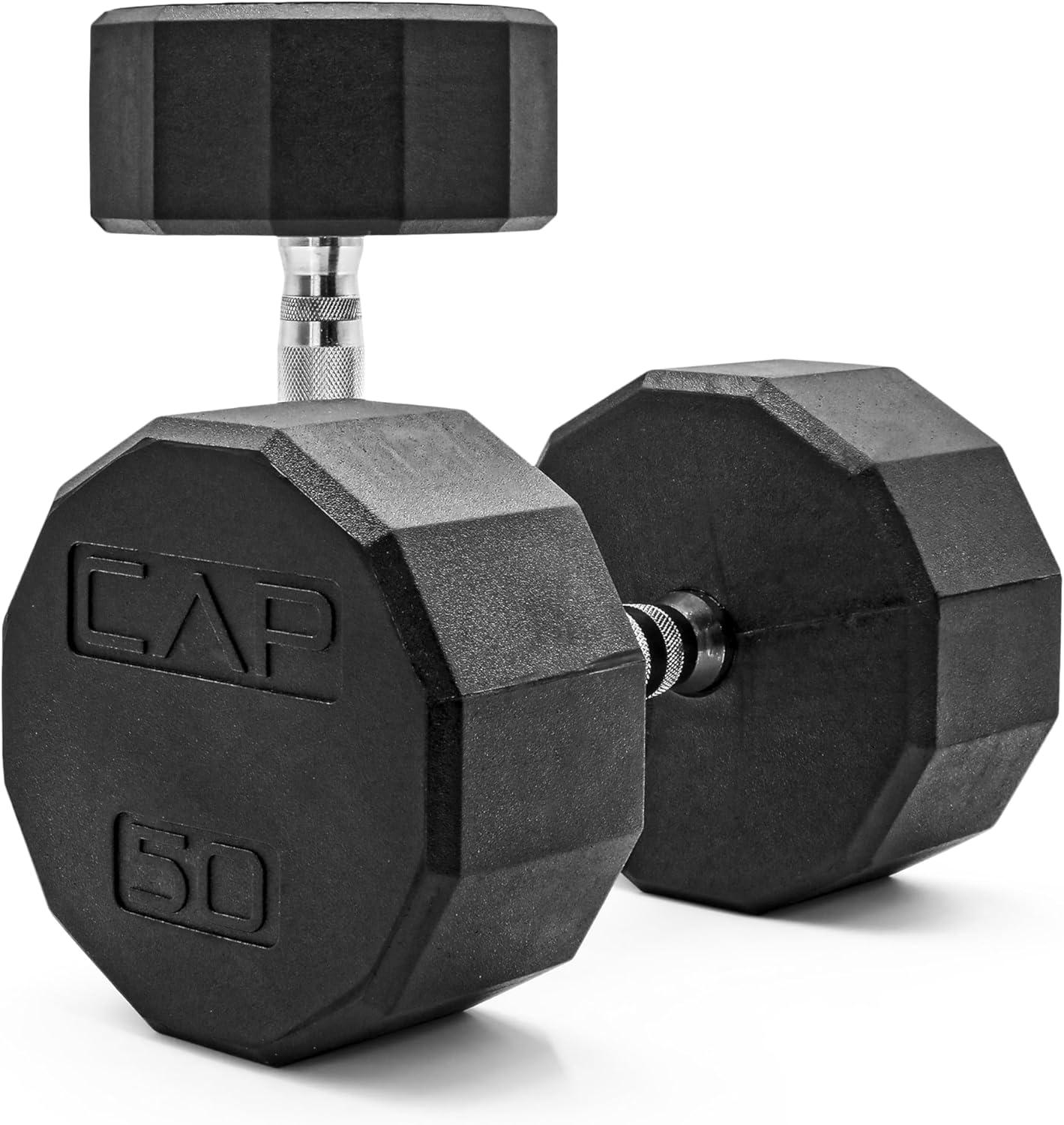 imageCAP Barbell Coated Dumbbell Weight  Multiple Options Pairs ampamp Sets12Sided  Chrome Handle