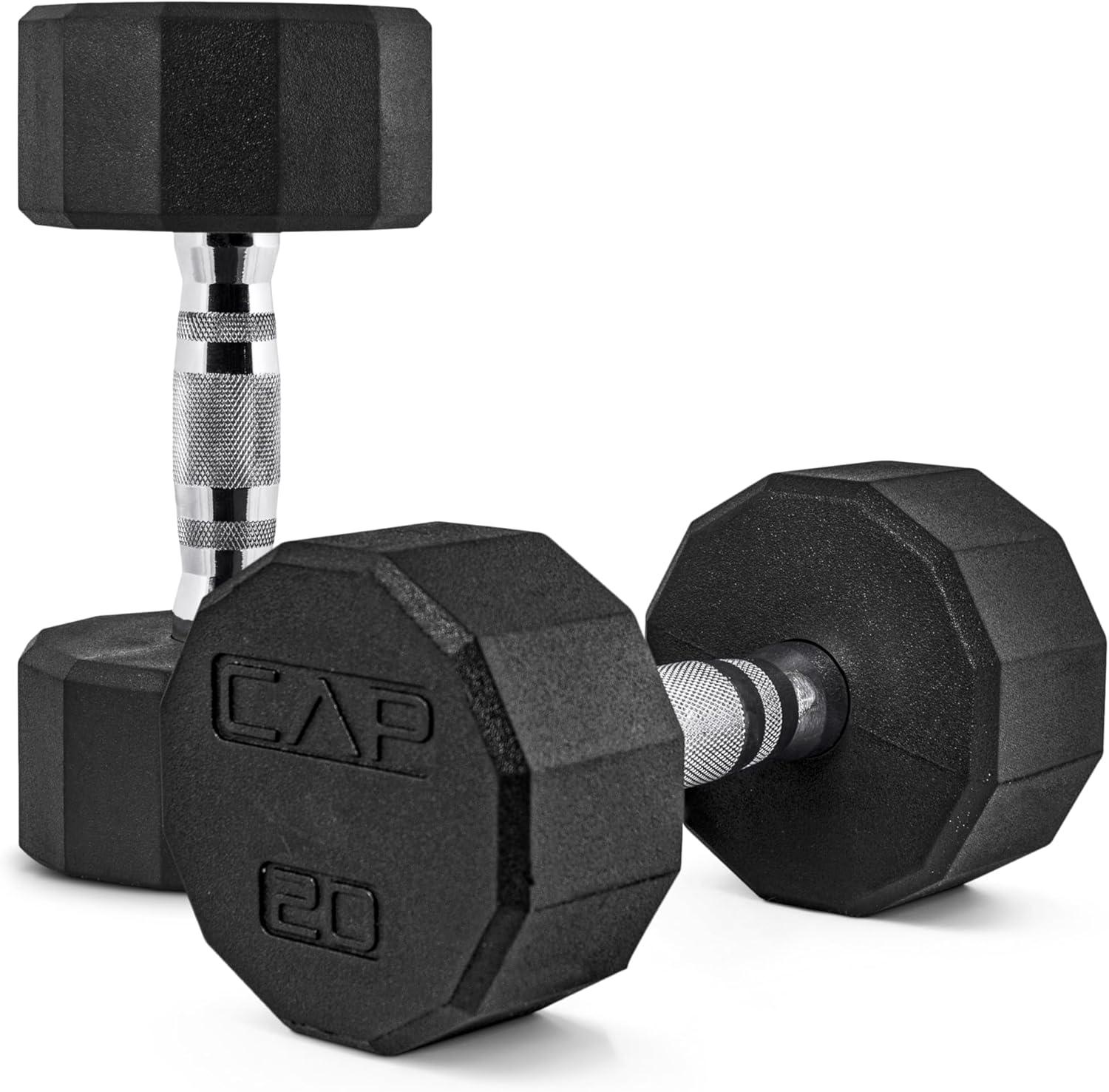 imageCAP Barbell Coated Dumbbell Weight  Multiple Options Pairs ampamp Sets12Sided  Chrome Handle