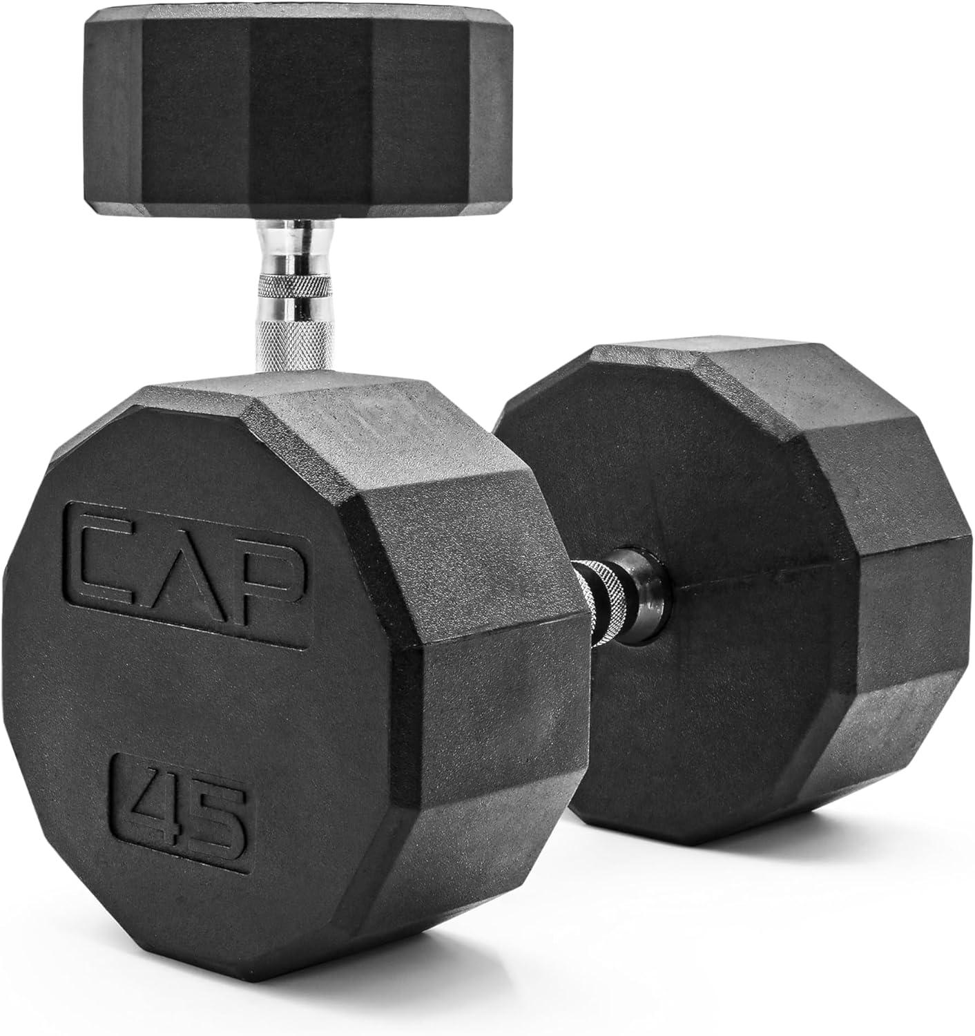 imageCAP Barbell Coated Dumbbell Weight  Multiple Options Pairs ampamp Sets12Sided  Chrome Handle