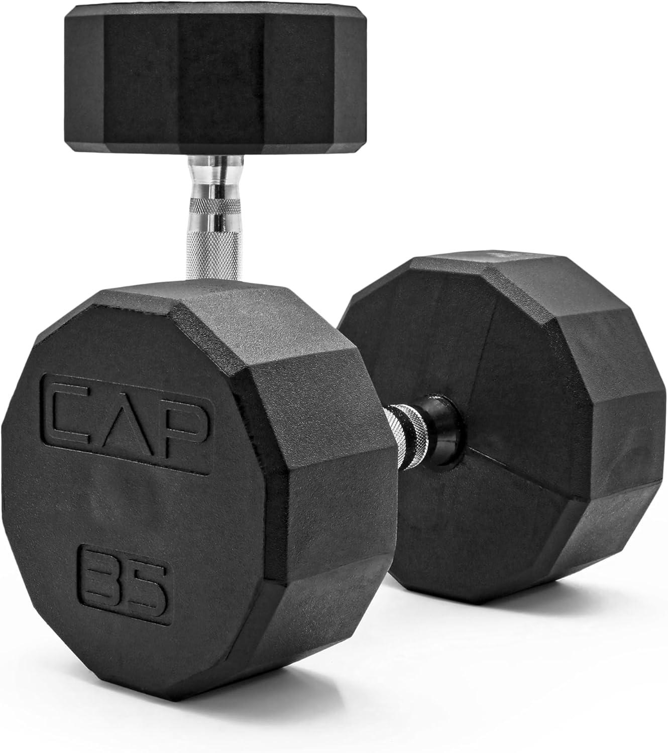 imageCAP Barbell Coated Dumbbell Weight  Multiple Options Pairs ampamp Sets12Sided  Chrome Handle