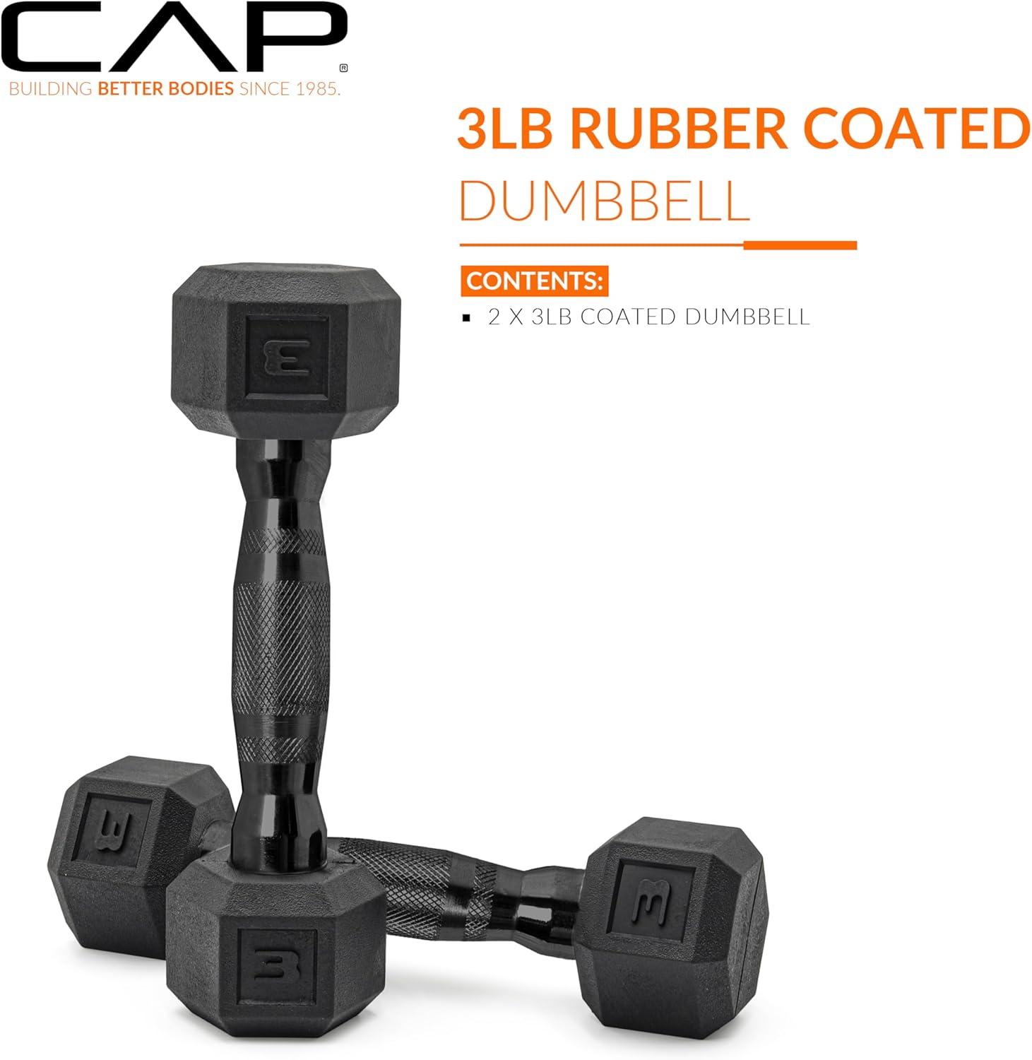 imageCAP Barbell Coated Dumbbell Weight  Multiple Options Pairs ampamp SetsBlack Handle
