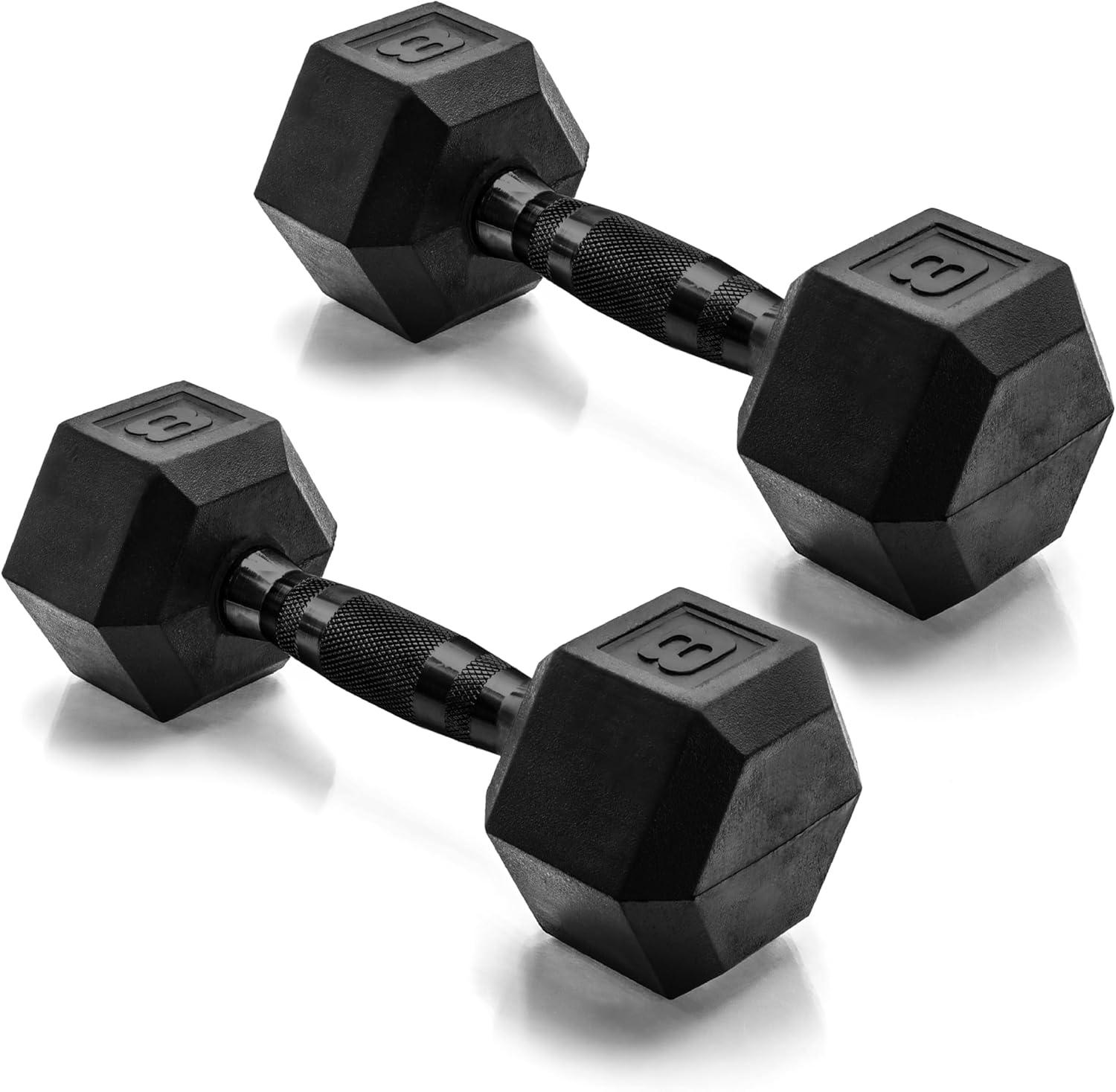 imageCAP Barbell Coated Dumbbell Weight  Multiple Options Pairs ampamp SetsBlack Handle