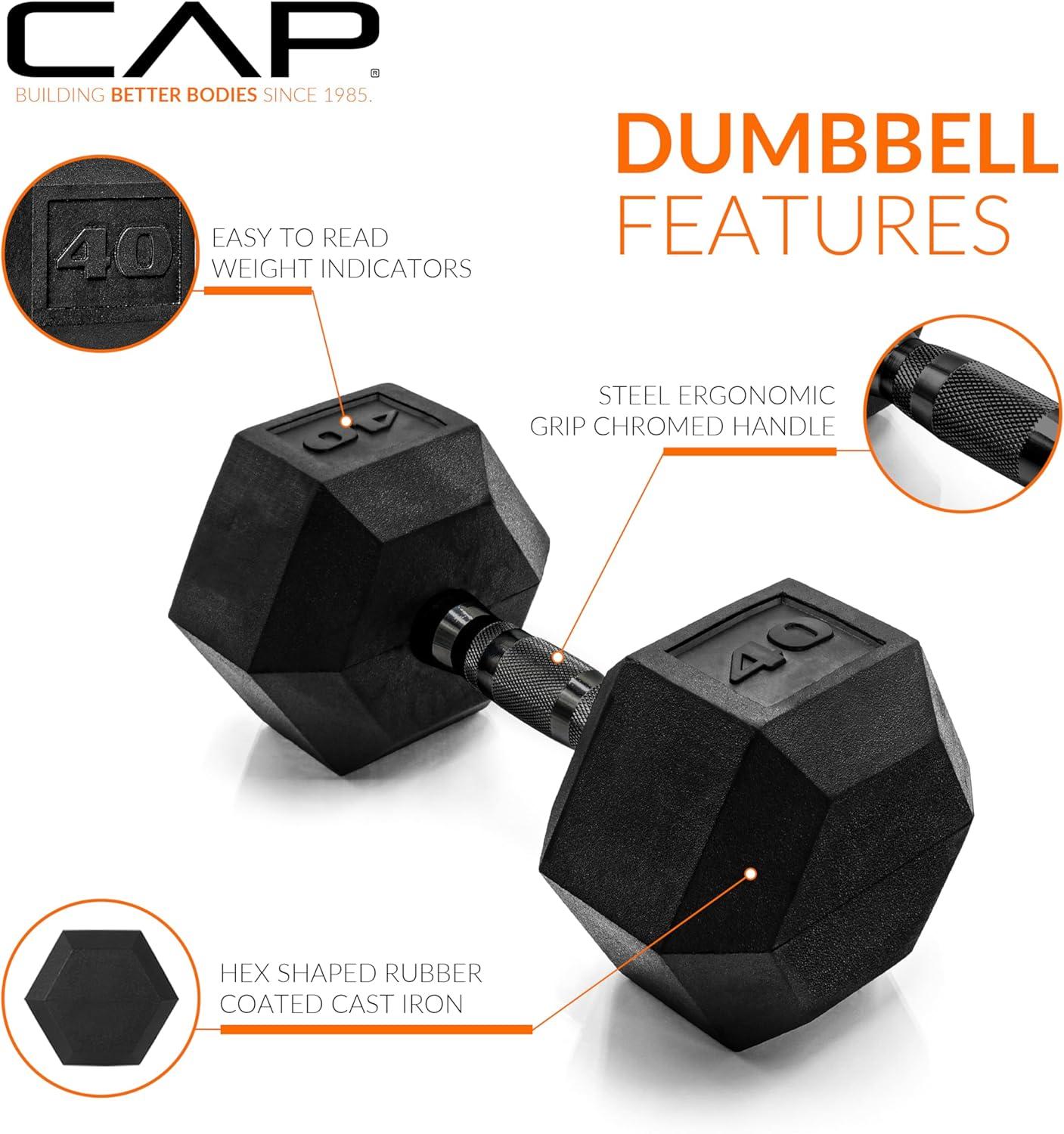 imageCAP Barbell Coated Dumbbell Weight  Multiple Options Pairs ampamp SetsBlack Handle