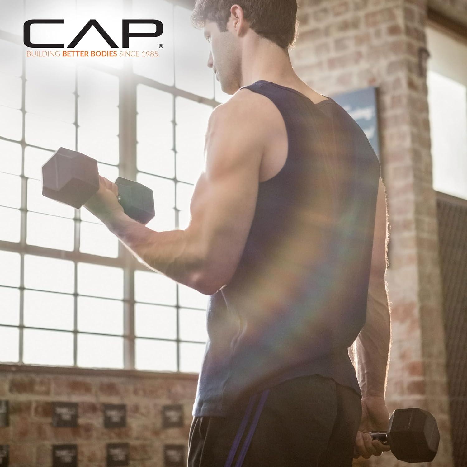 imageCAP Barbell Coated Dumbbell Weight  Multiple Options Pairs ampamp SetsBlack Handle