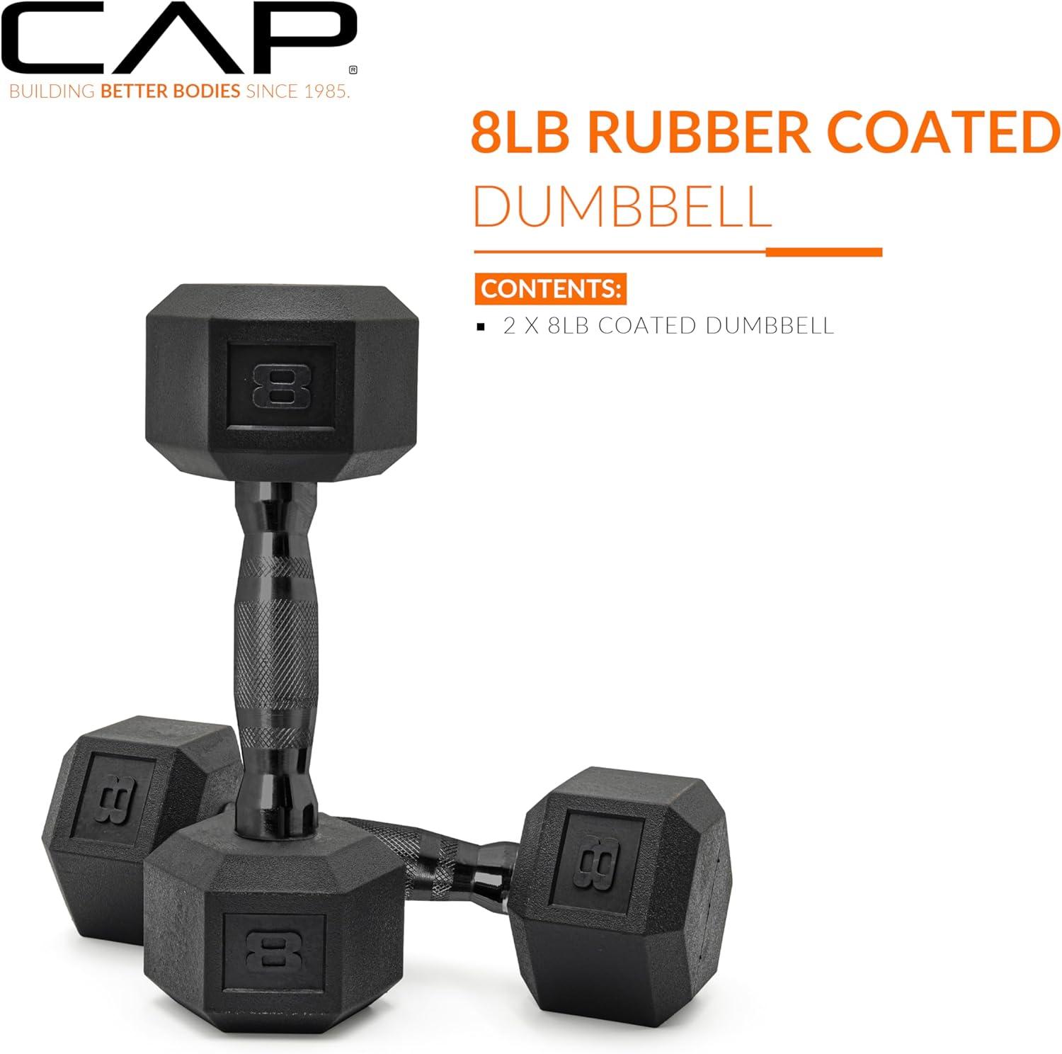 imageCAP Barbell Coated Dumbbell Weight  Multiple Options Pairs ampamp SetsBlack Handle
