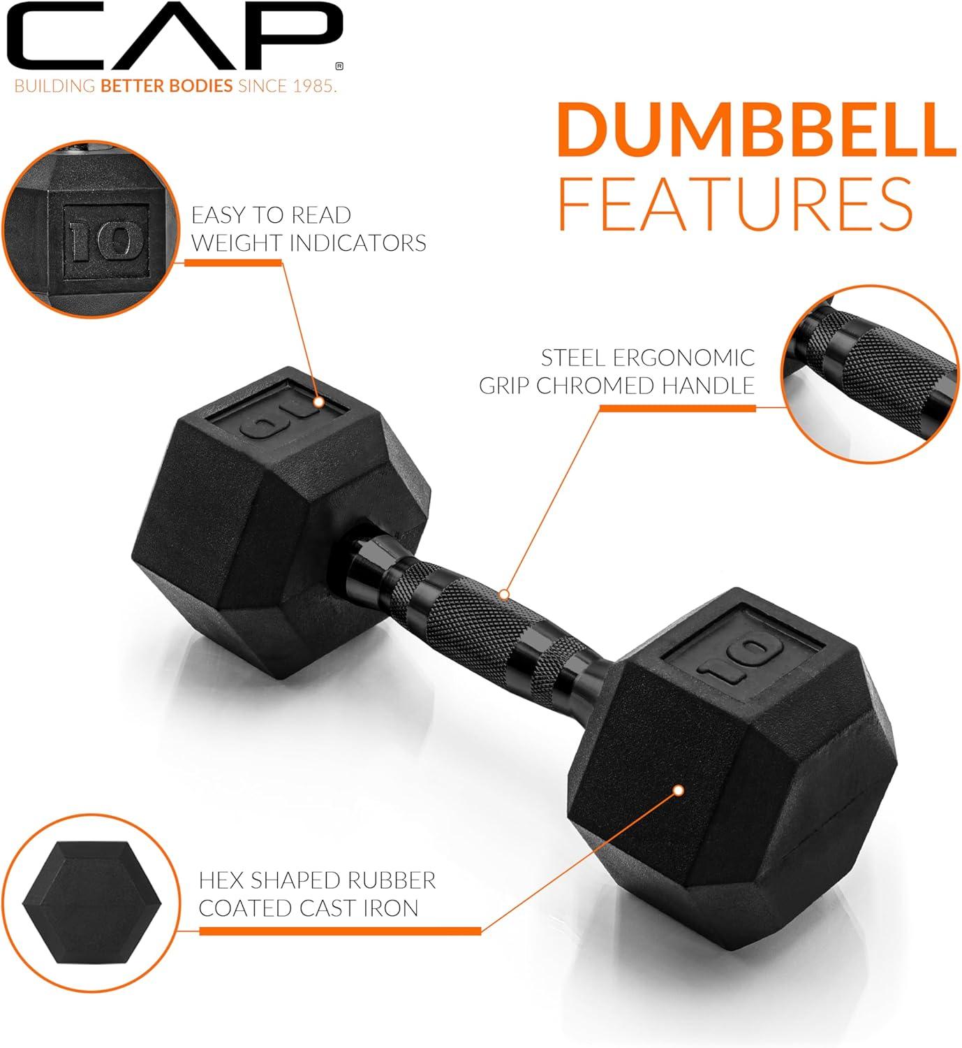 imageCAP Barbell Coated Dumbbell Weight  Multiple Options Pairs ampamp SetsBlack Handle