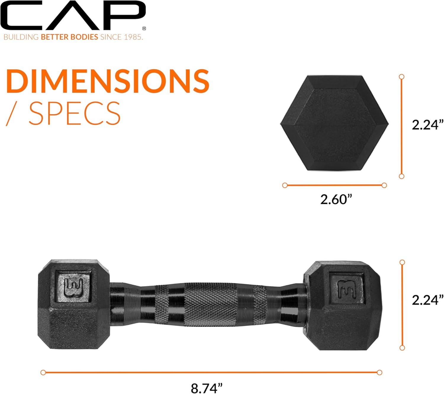 imageCAP Barbell Coated Dumbbell Weight  Multiple Options Pairs ampamp SetsBlack Handle