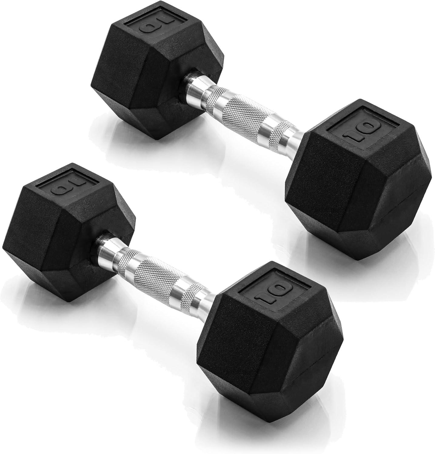 imageCAP Barbell Coated Dumbbell Weight  Multiple Options Pairs ampamp SetsChrome Handle