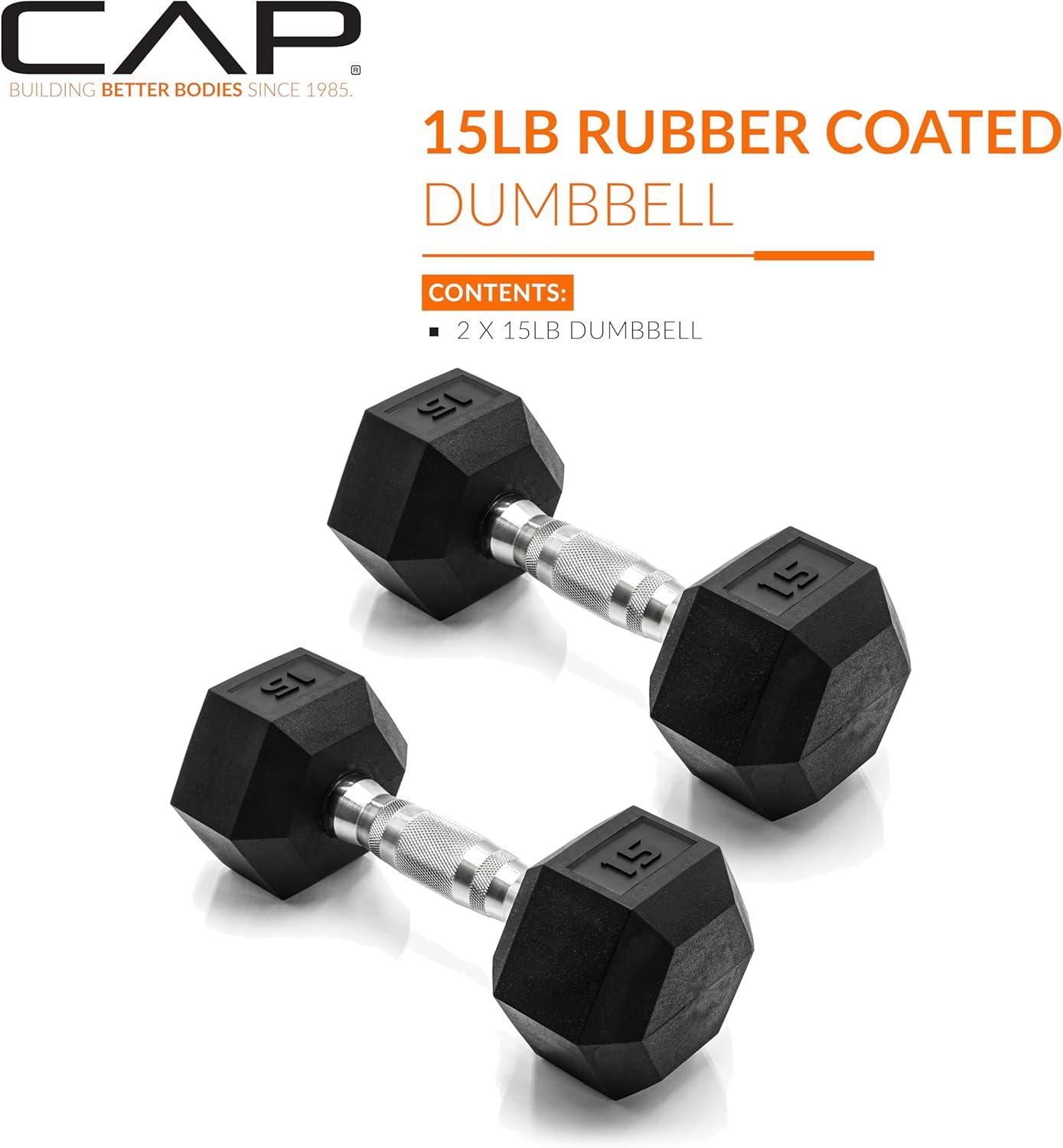 imageCAP Barbell Coated Dumbbell Weight  Multiple Options Pairs ampamp SetsChrome Handle