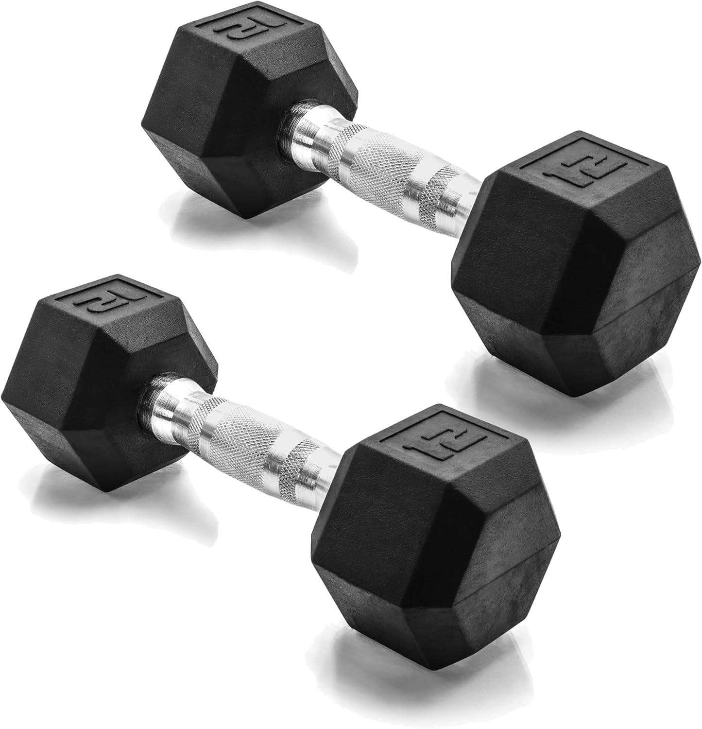 imageCAP Barbell Coated Dumbbell Weight  Multiple Options Pairs ampamp SetsChrome Handle