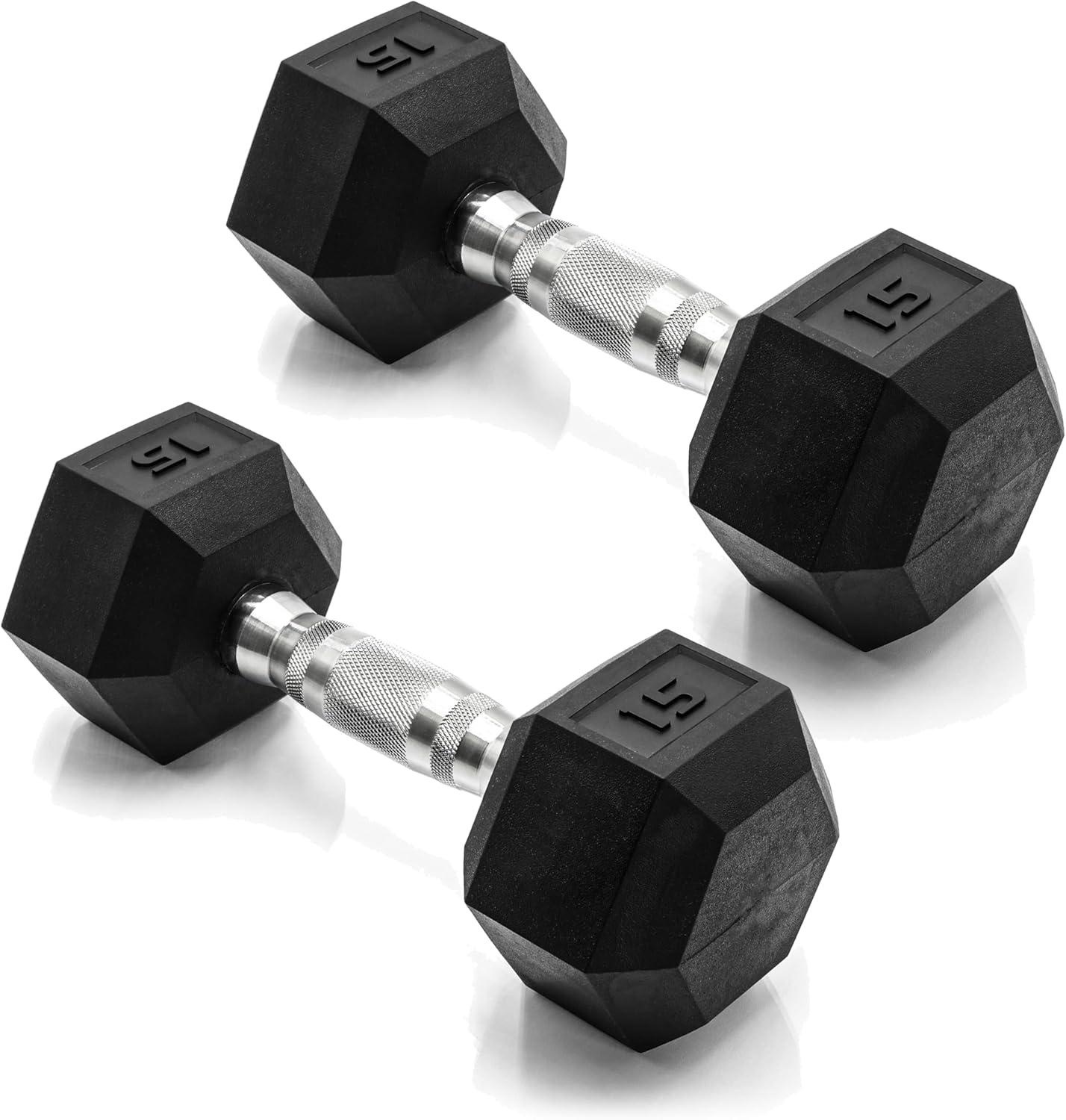 imageCAP Barbell Coated Dumbbell Weight  Multiple Options Pairs ampamp SetsChrome Handle
