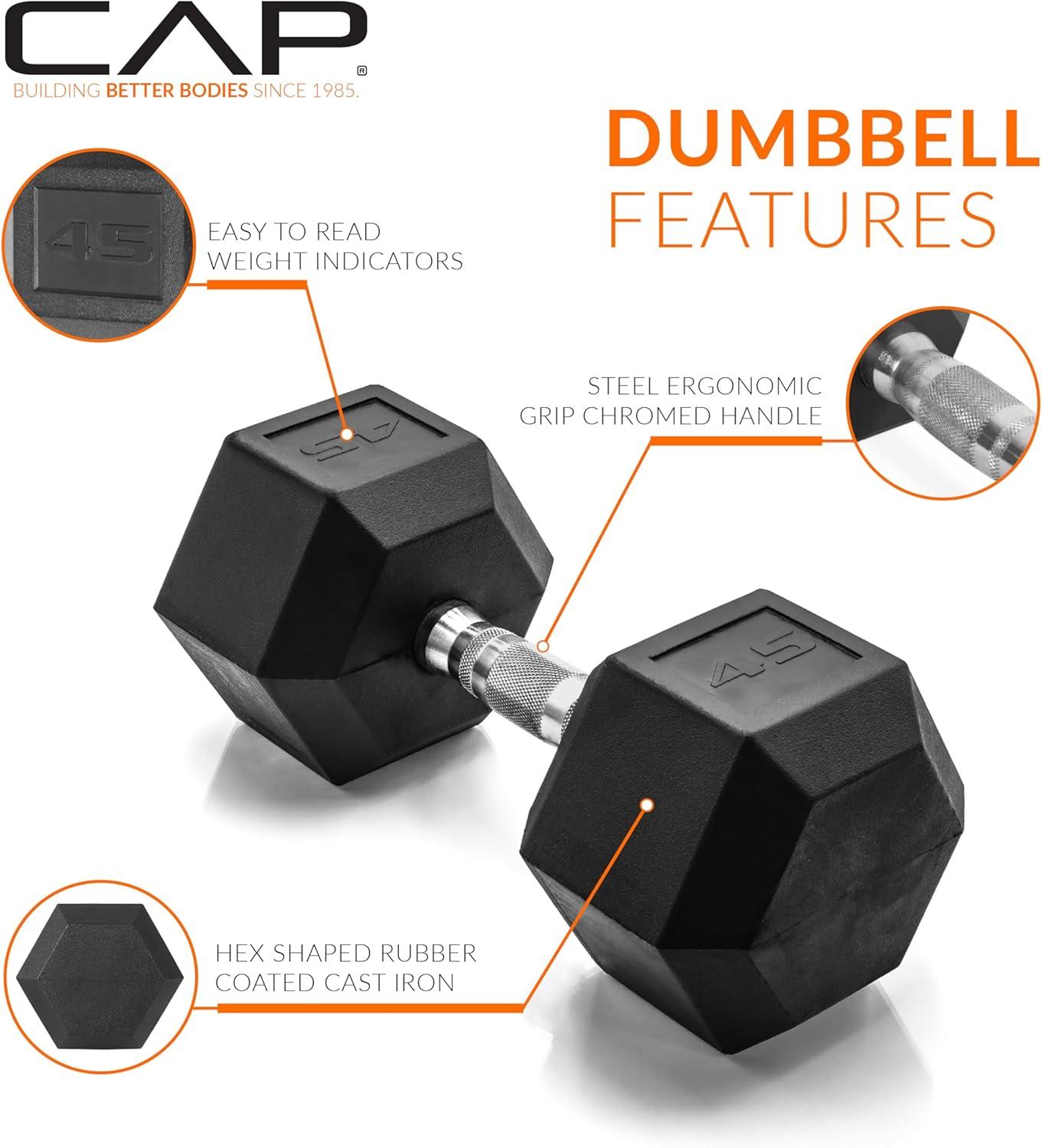 imageCAP Barbell Coated Dumbbell Weight  Multiple Options Pairs ampamp SetsChrome Handle