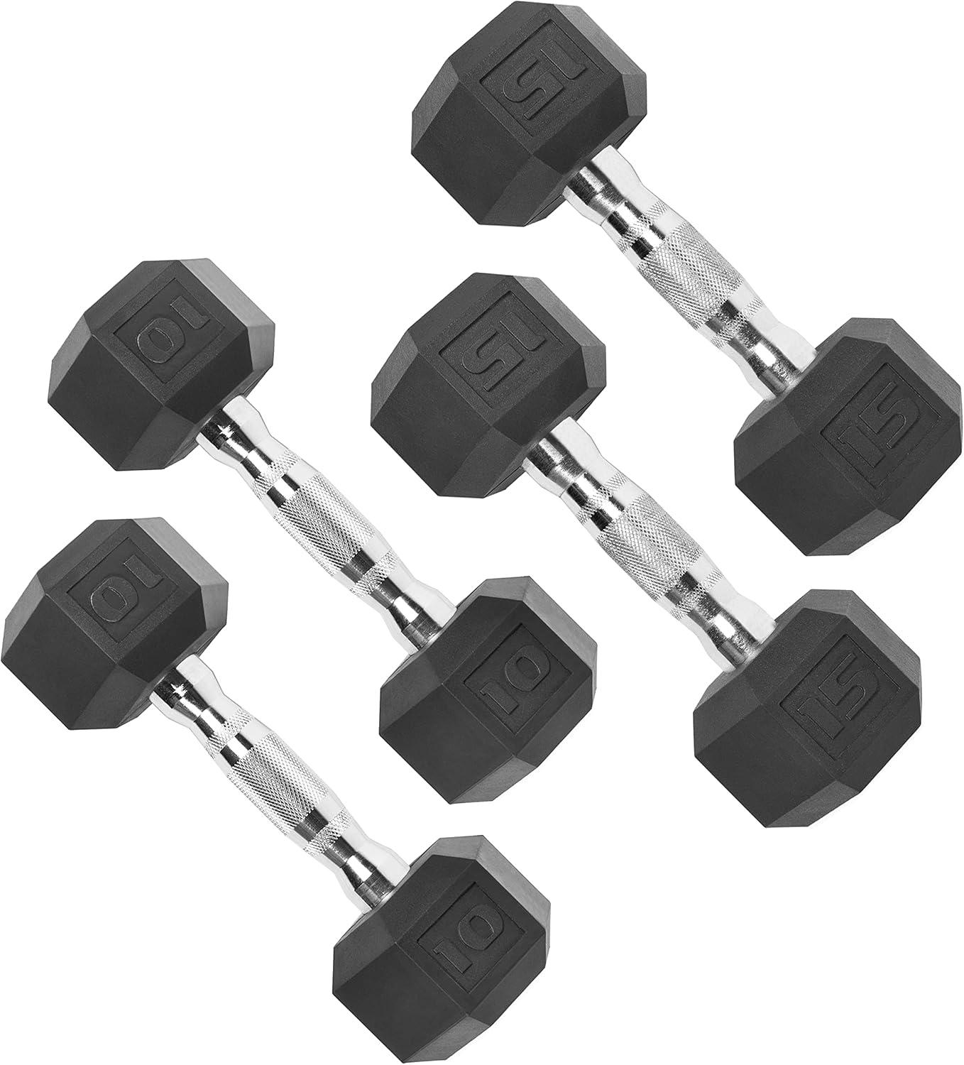 imageCAP Barbell Coated Dumbbell Weight  Multiple Options Pairs ampamp SetsChrome Handle