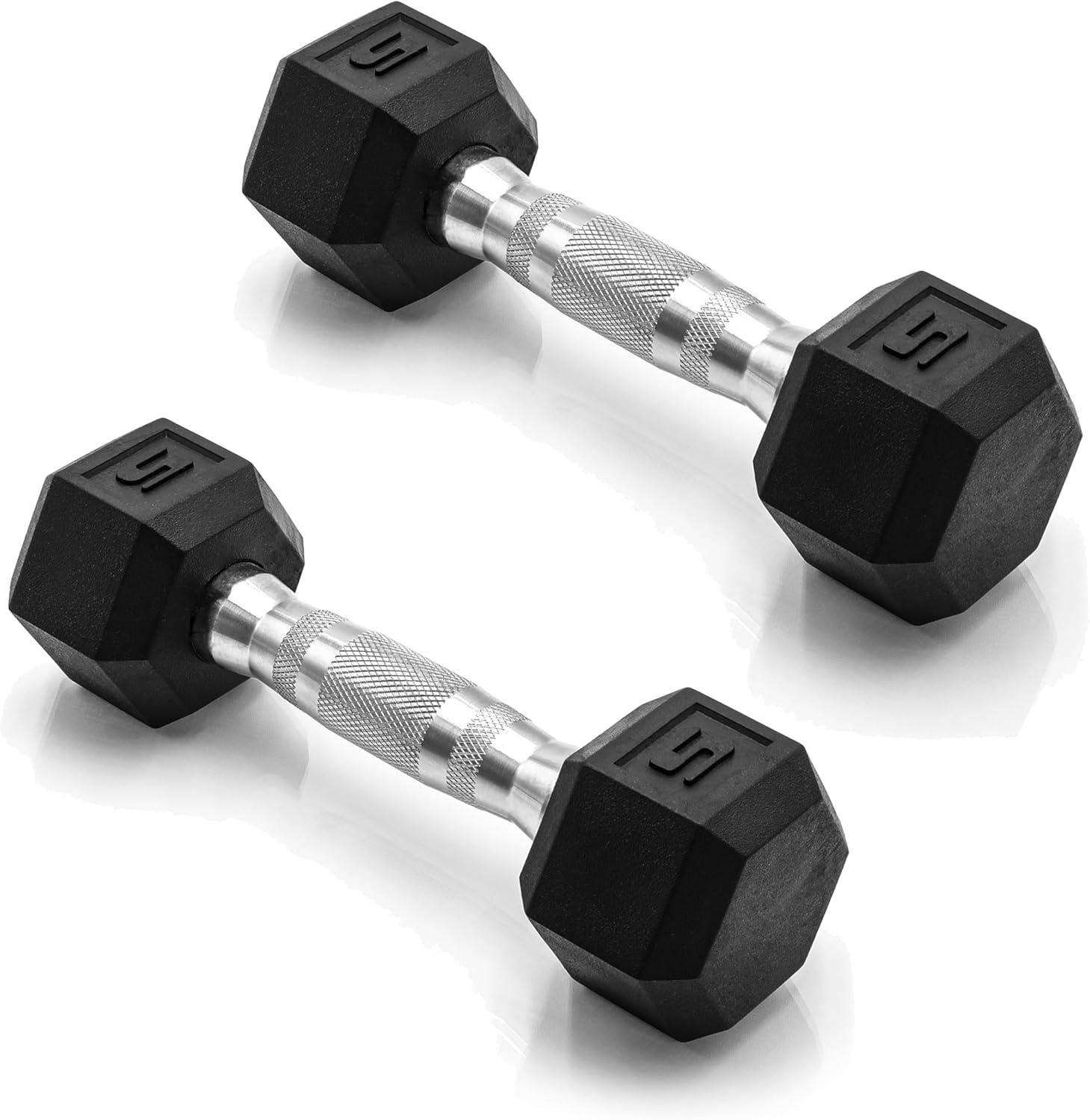 imageCAP Barbell Coated Dumbbell Weight  Multiple Options Pairs ampamp SetsChrome Handle