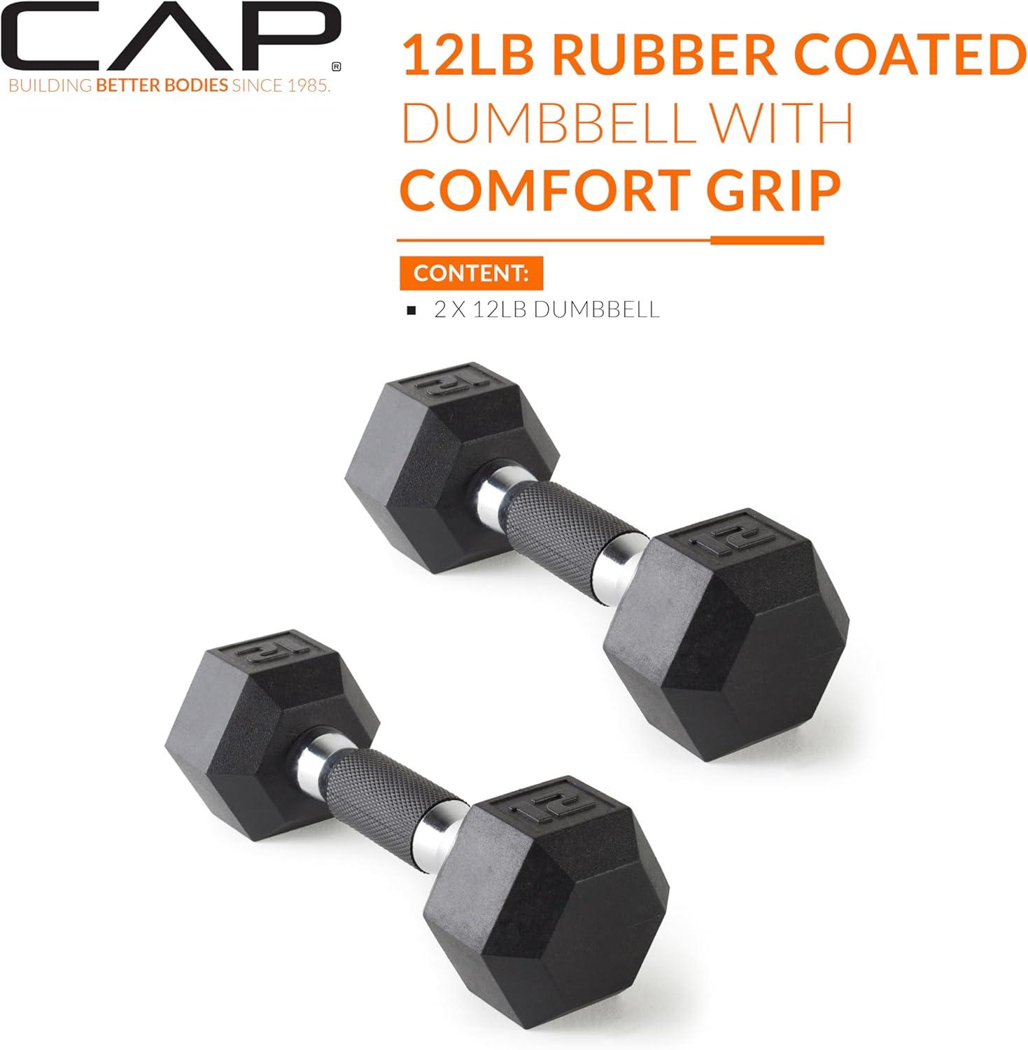 imageCAP Barbell Coated Dumbbell Weight  Multiple Options Pairs ampamp SetsComfort Grip