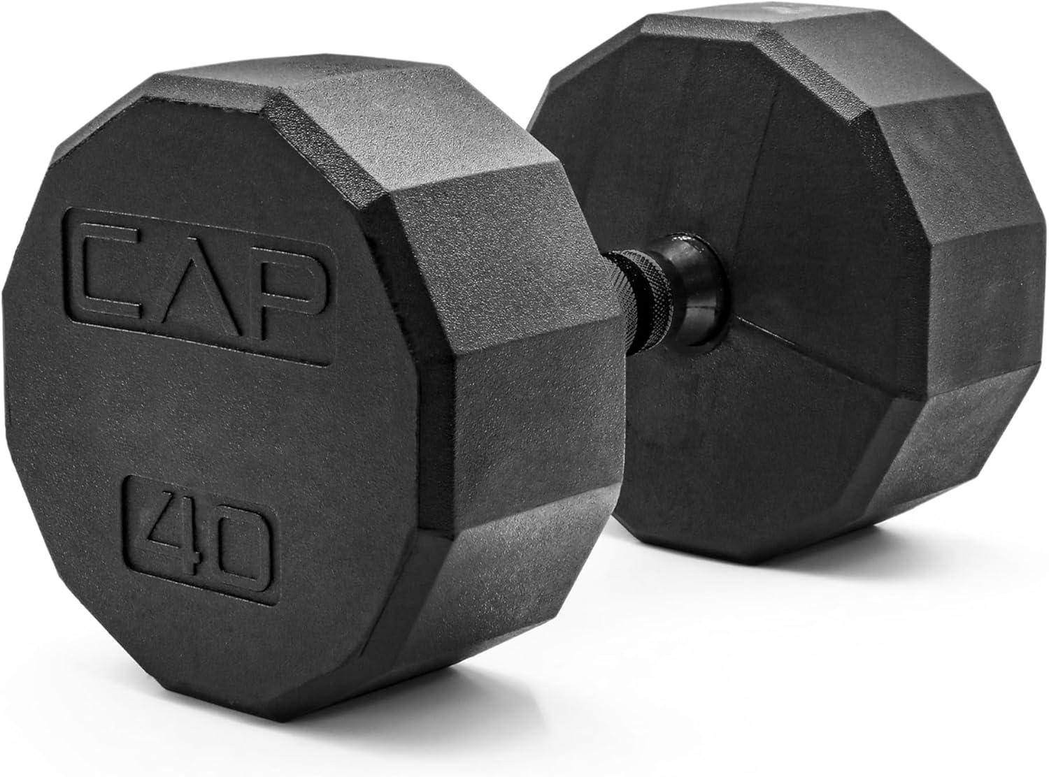 imageCAP Barbell Coated Hex Dumbbell Weight  Multiple Options12Sided  Black Handle