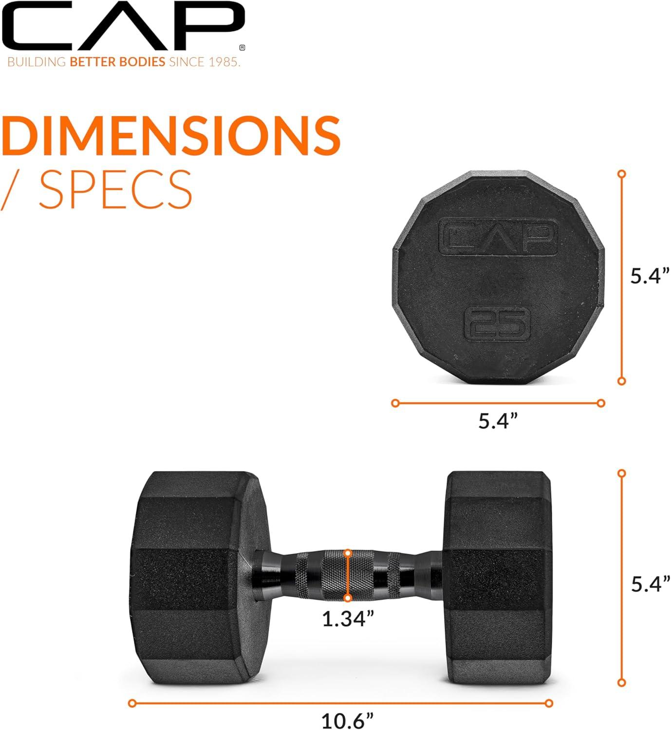imageCAP Barbell Coated Hex Dumbbell Weight  Multiple Options12Sided  Black Handle