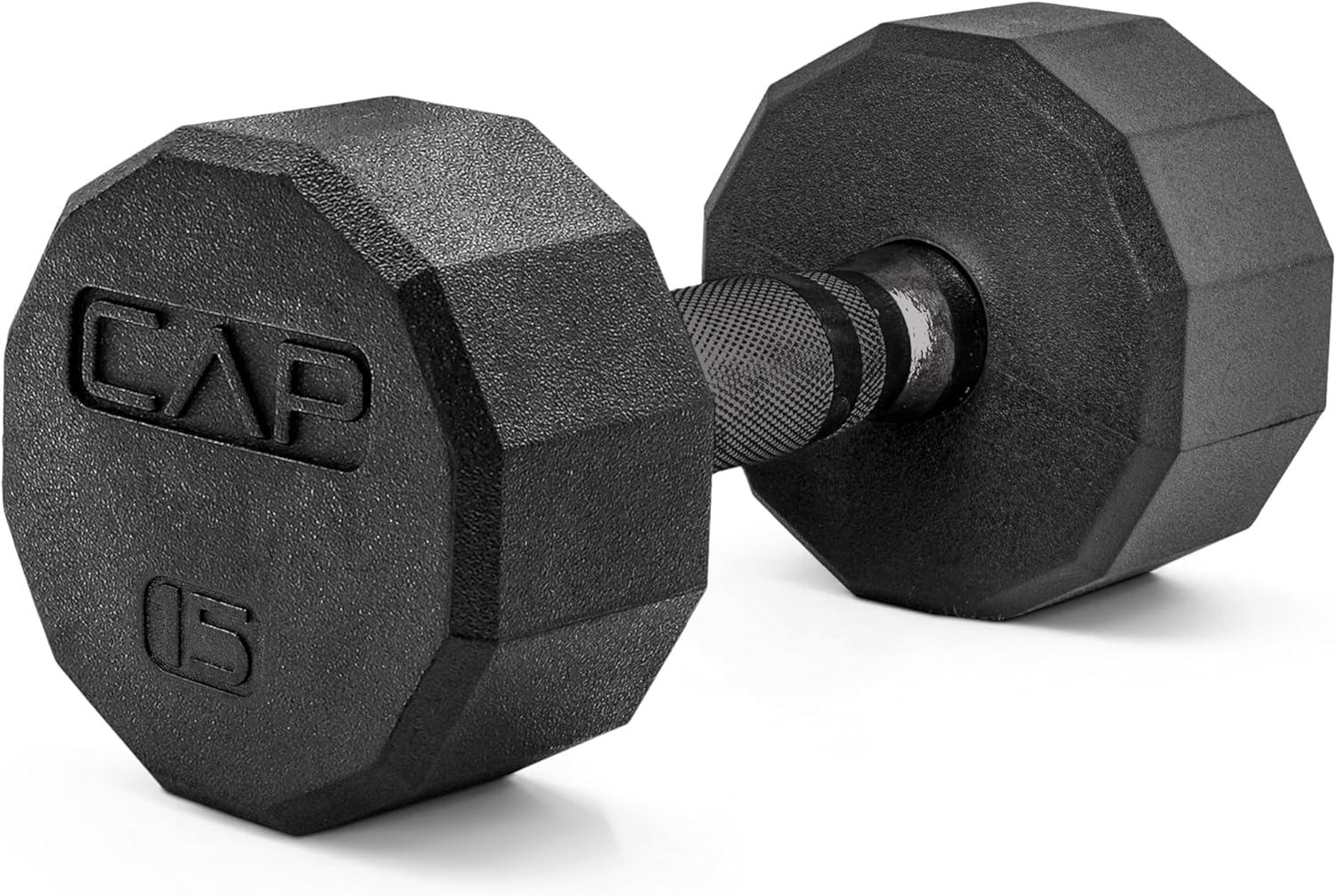 imageCAP Barbell Coated Hex Dumbbell Weight  Multiple Options12Sided  Black Handle