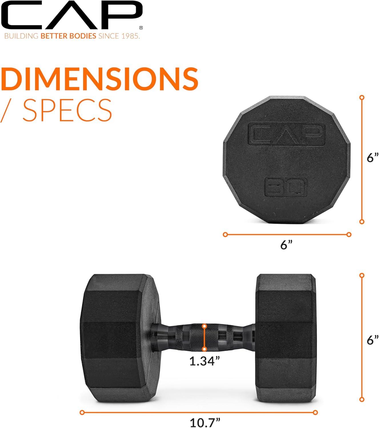 imageCAP Barbell Coated Hex Dumbbell Weight  Multiple Options12Sided  Black Handle
