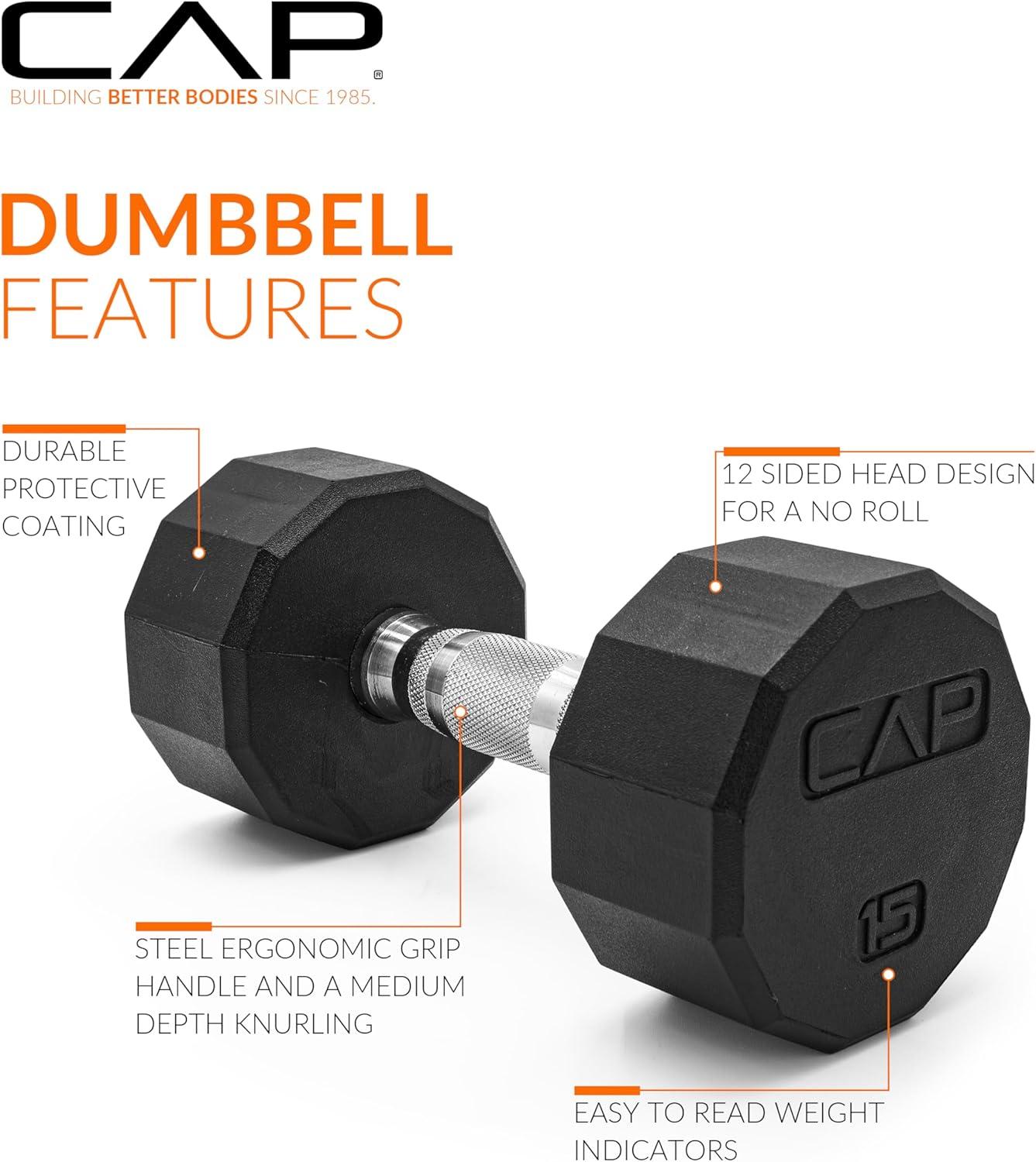 imageCAP Barbell Coated Hex Dumbbell Weight  Multiple Options12Sided  Chrome Handle