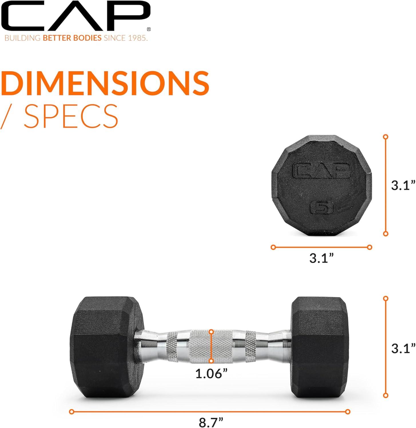 imageCAP Barbell Coated Hex Dumbbell Weight  Multiple Options12Sided  Chrome Handle