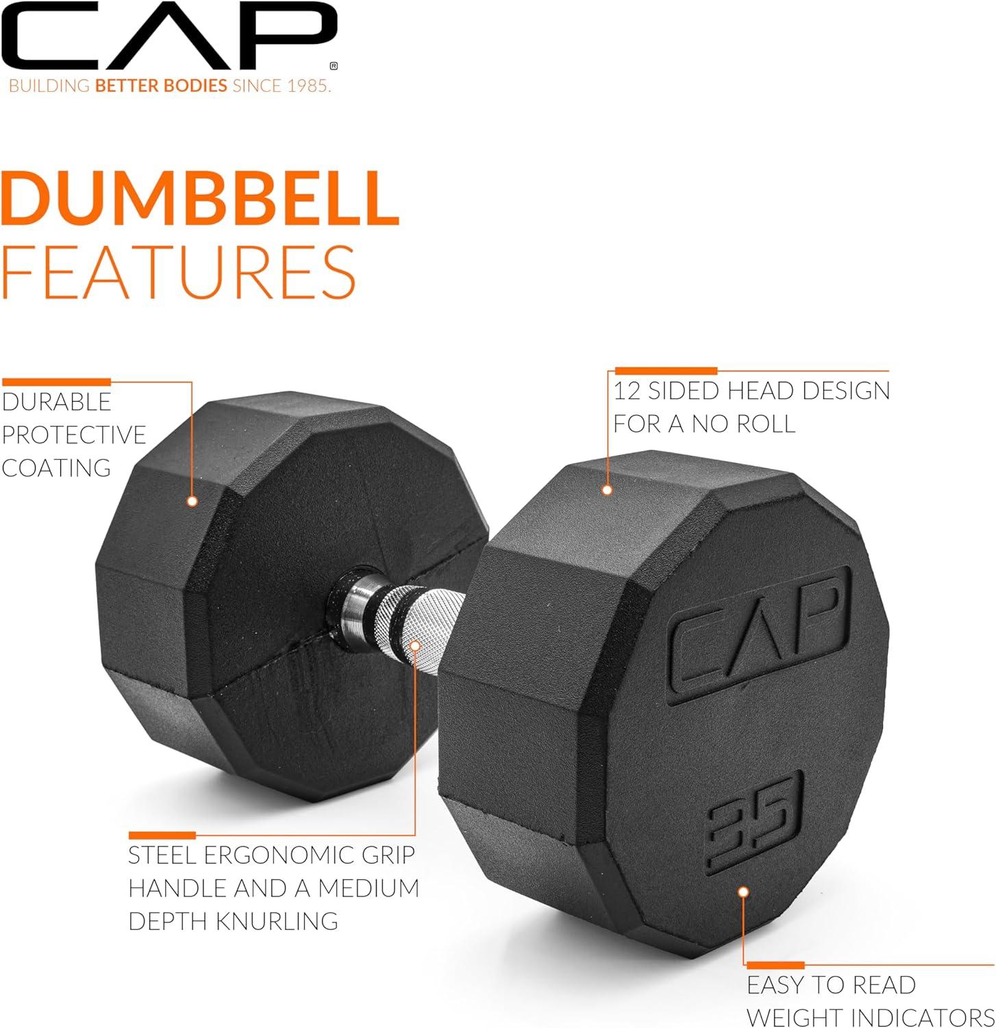 imageCAP Barbell Coated Hex Dumbbell Weight  Multiple Options12Sided  Chrome Handle