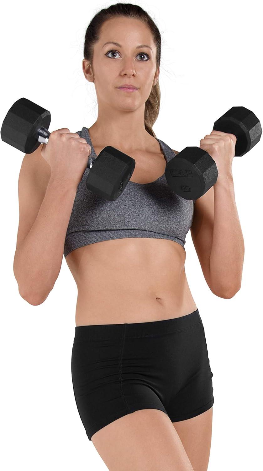 imageCAP Barbell Coated Hex Dumbbell Weight  Multiple Options12Sided  Chrome Handle