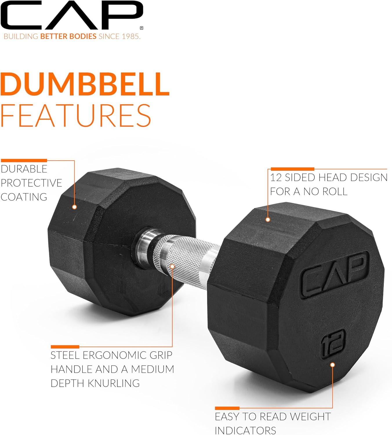 imageCAP Barbell Coated Hex Dumbbell Weight  Multiple Options12Sided  Chrome Handle