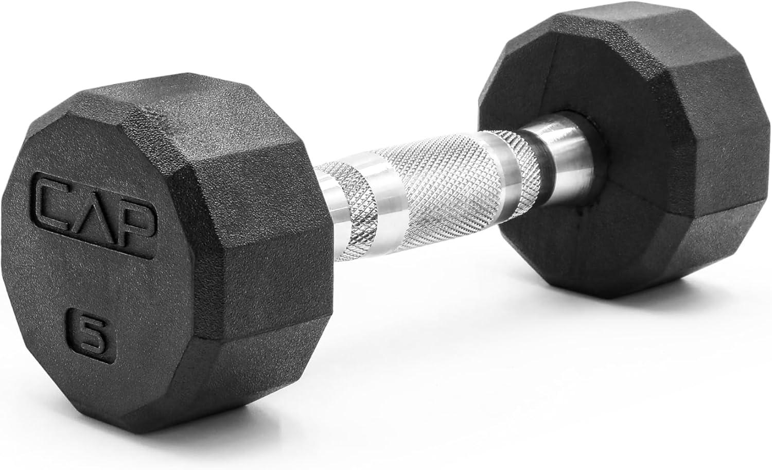 imageCAP Barbell Coated Hex Dumbbell Weight  Multiple Options12Sided  Chrome Handle