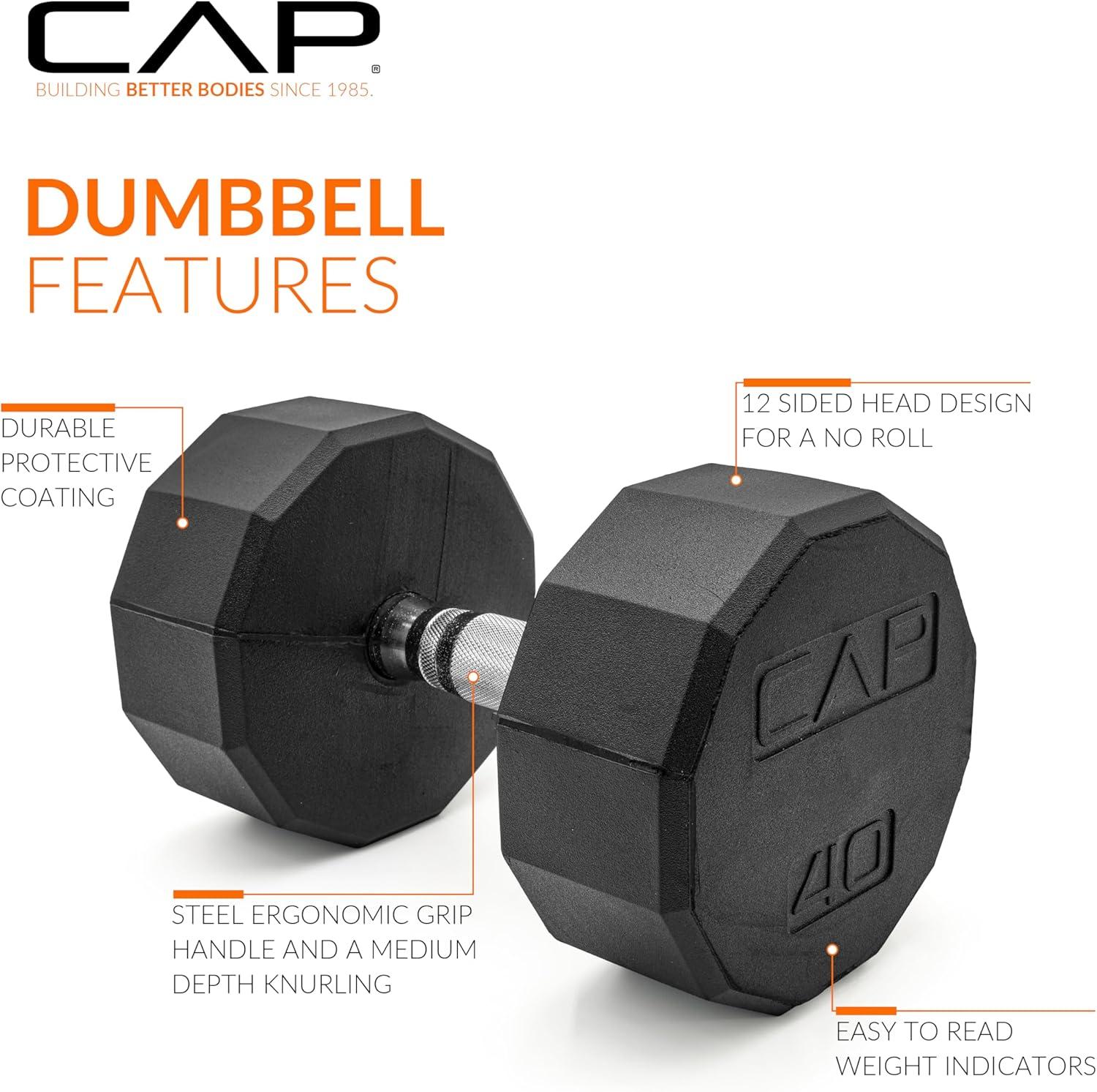 imageCAP Barbell Coated Hex Dumbbell Weight  Multiple Options12Sided  Chrome Handle