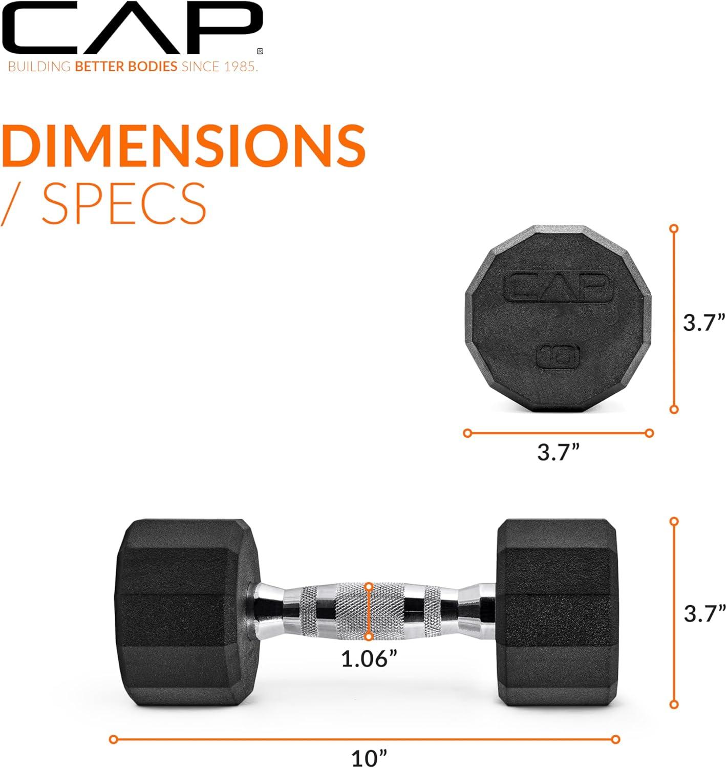 imageCAP Barbell Coated Hex Dumbbell Weight  Multiple Options12Sided  Chrome Handle
