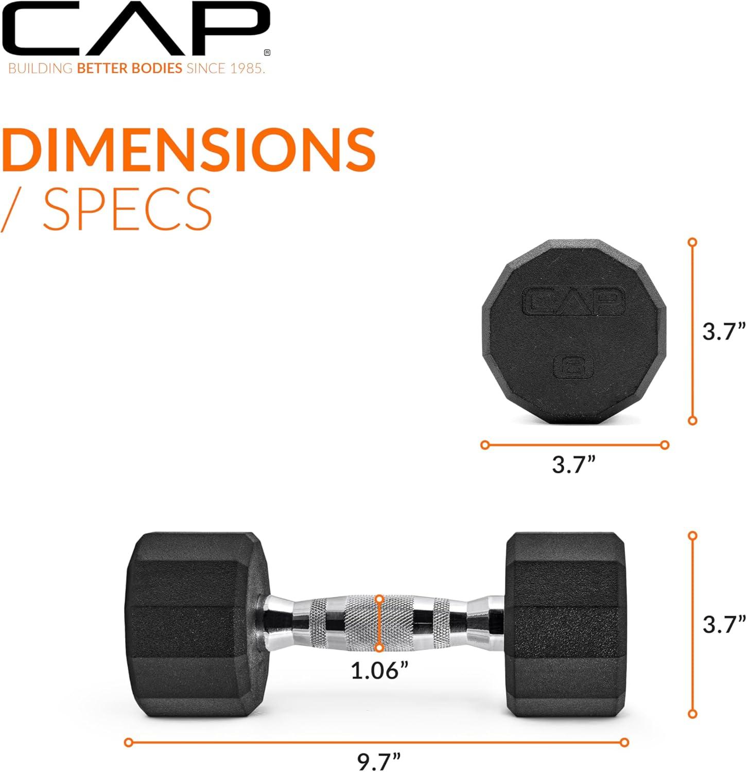 imageCAP Barbell Coated Hex Dumbbell Weight  Multiple Options12Sided  Chrome Handle